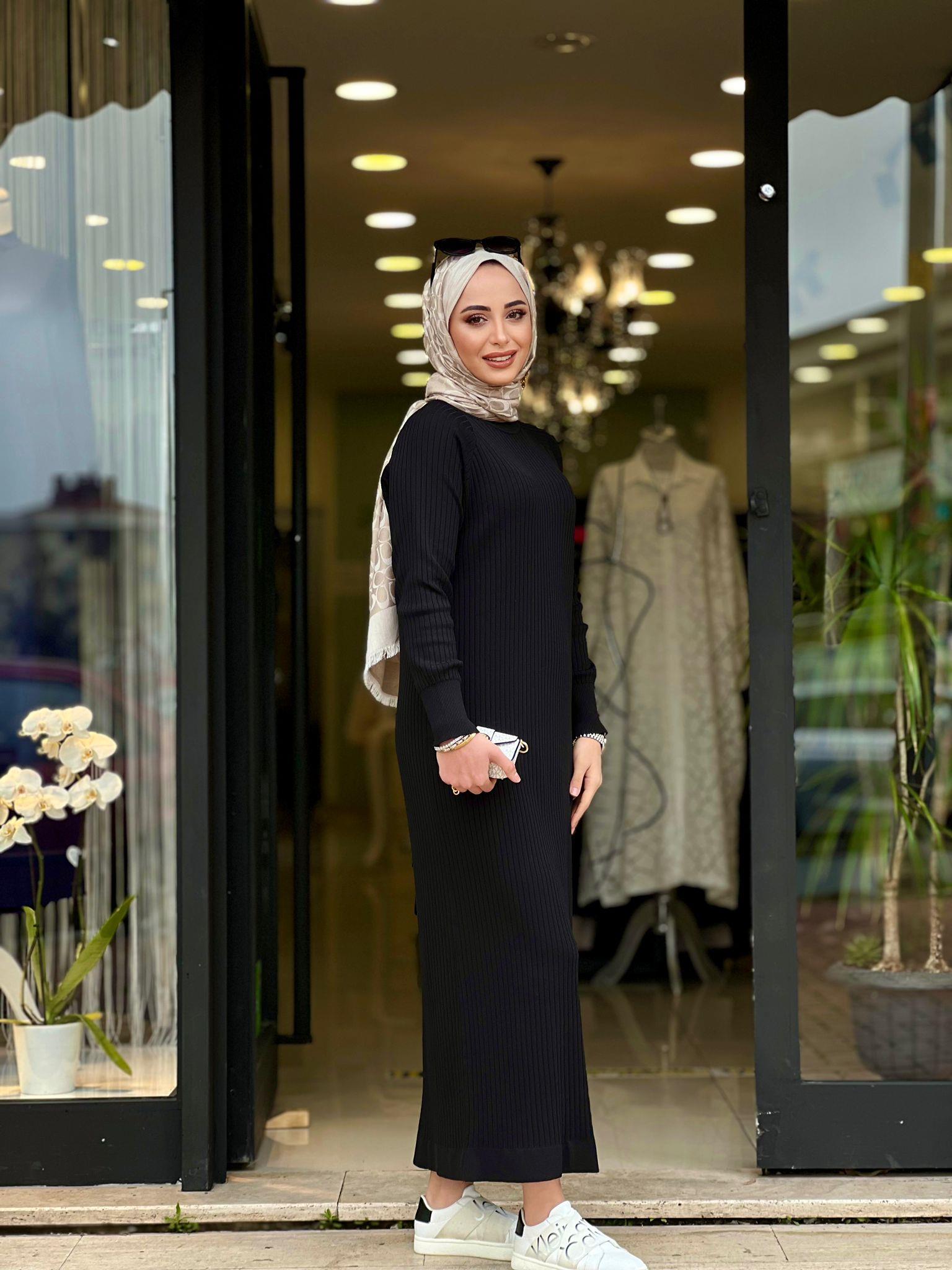 Nuss ns-24y-1403 fitilli elbise siyah