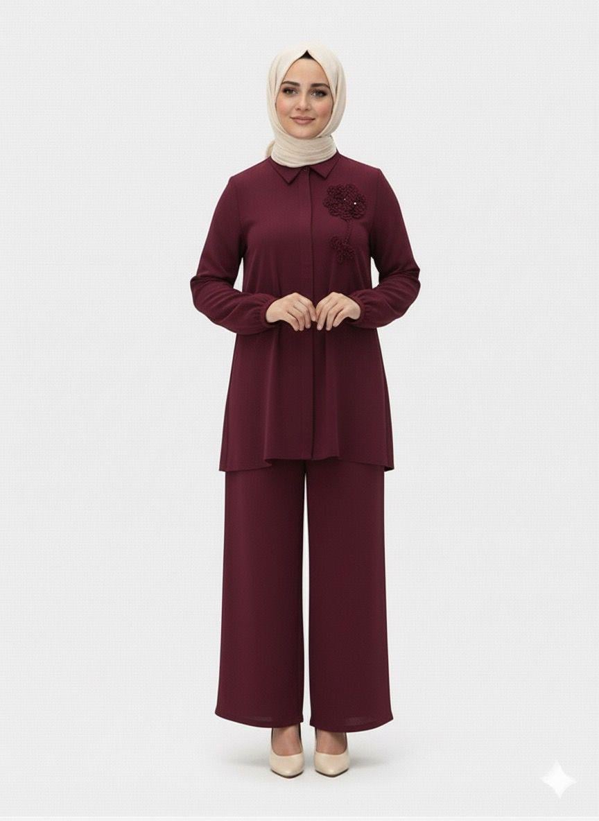 Nuss Pantolonlu Takım Mürdüm