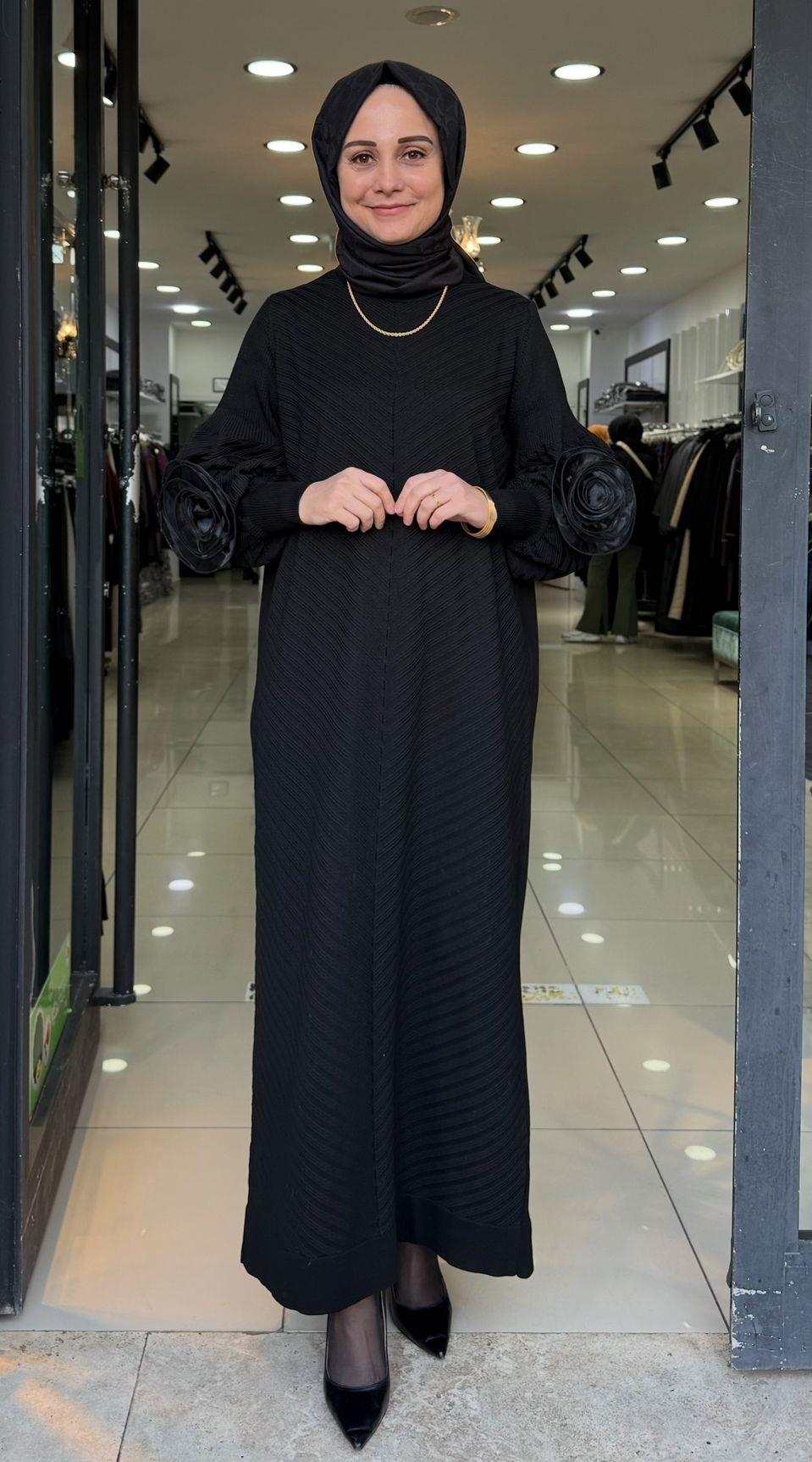 Zikzak Elbise Siyah