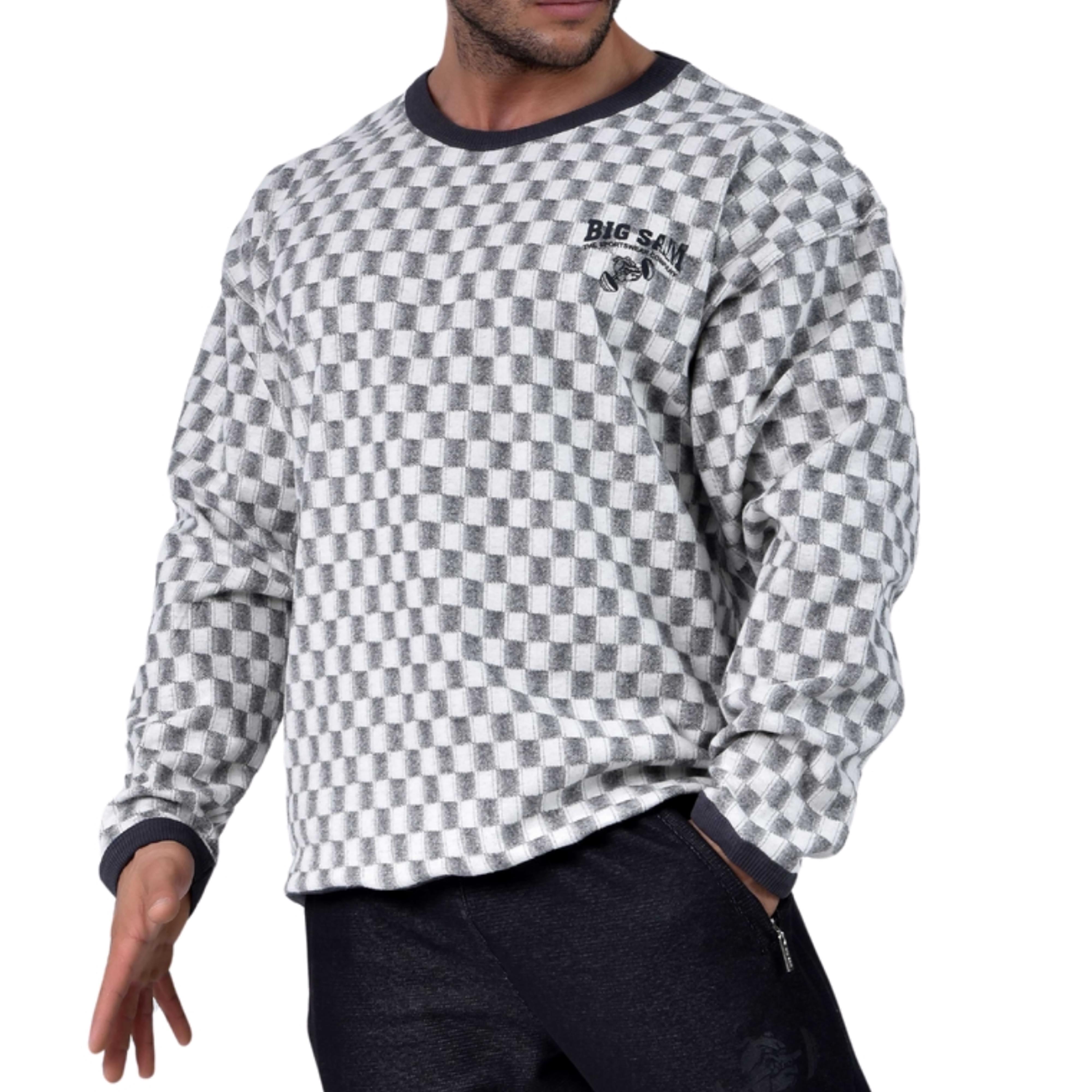  Mens Oversize Long Sleeve Checkered Sweatshirt