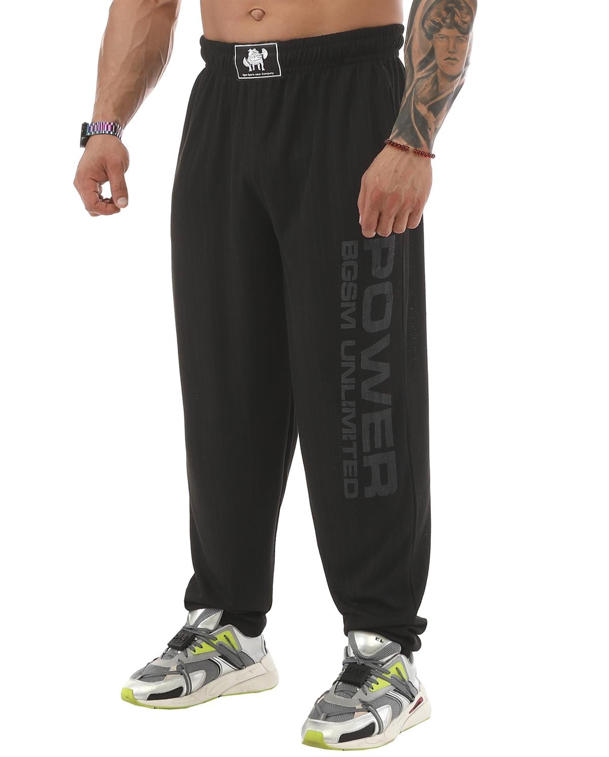 Mens Baggy Sweatpants with Pockets, Oldschool Loose Fit Gym Pants