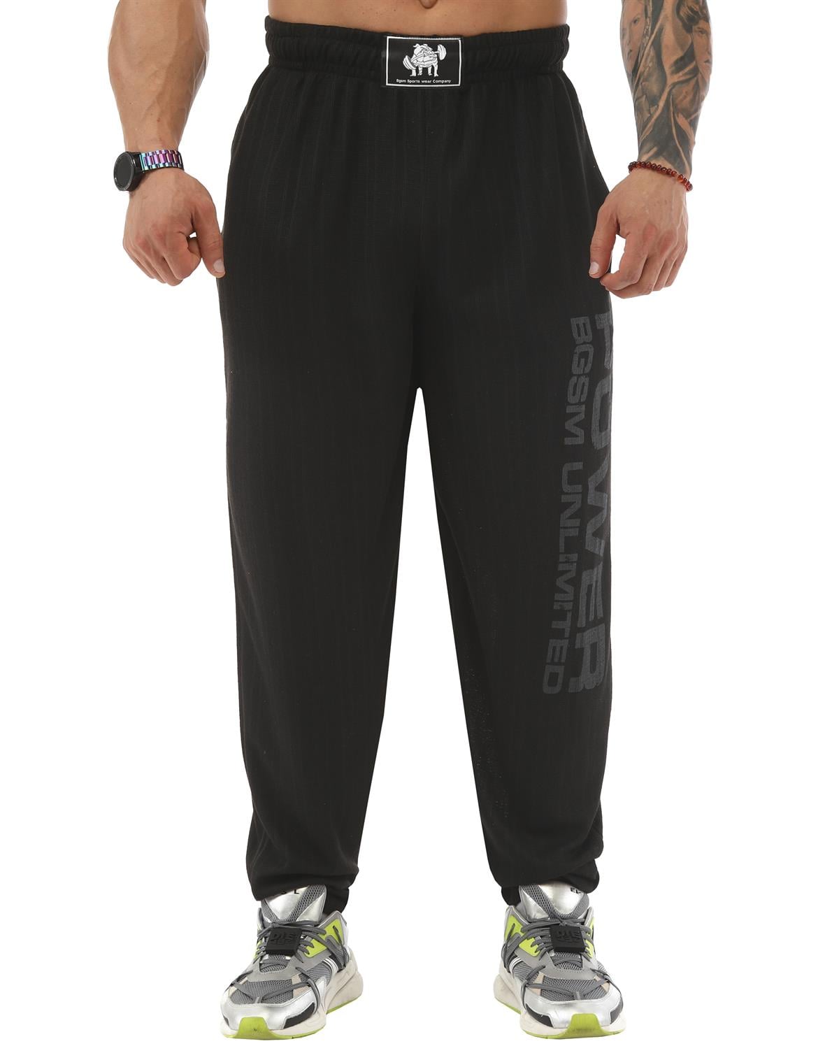 Mens Baggy Sweatpants with Pockets, Oldschool Loose Fit Gym Pants