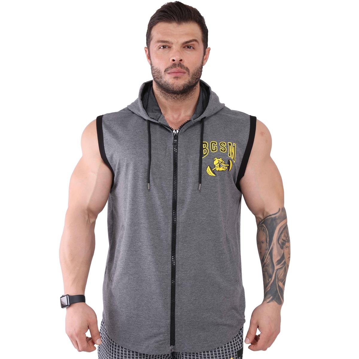 Mens Oversize Hooded Active Vest with Full Zip
