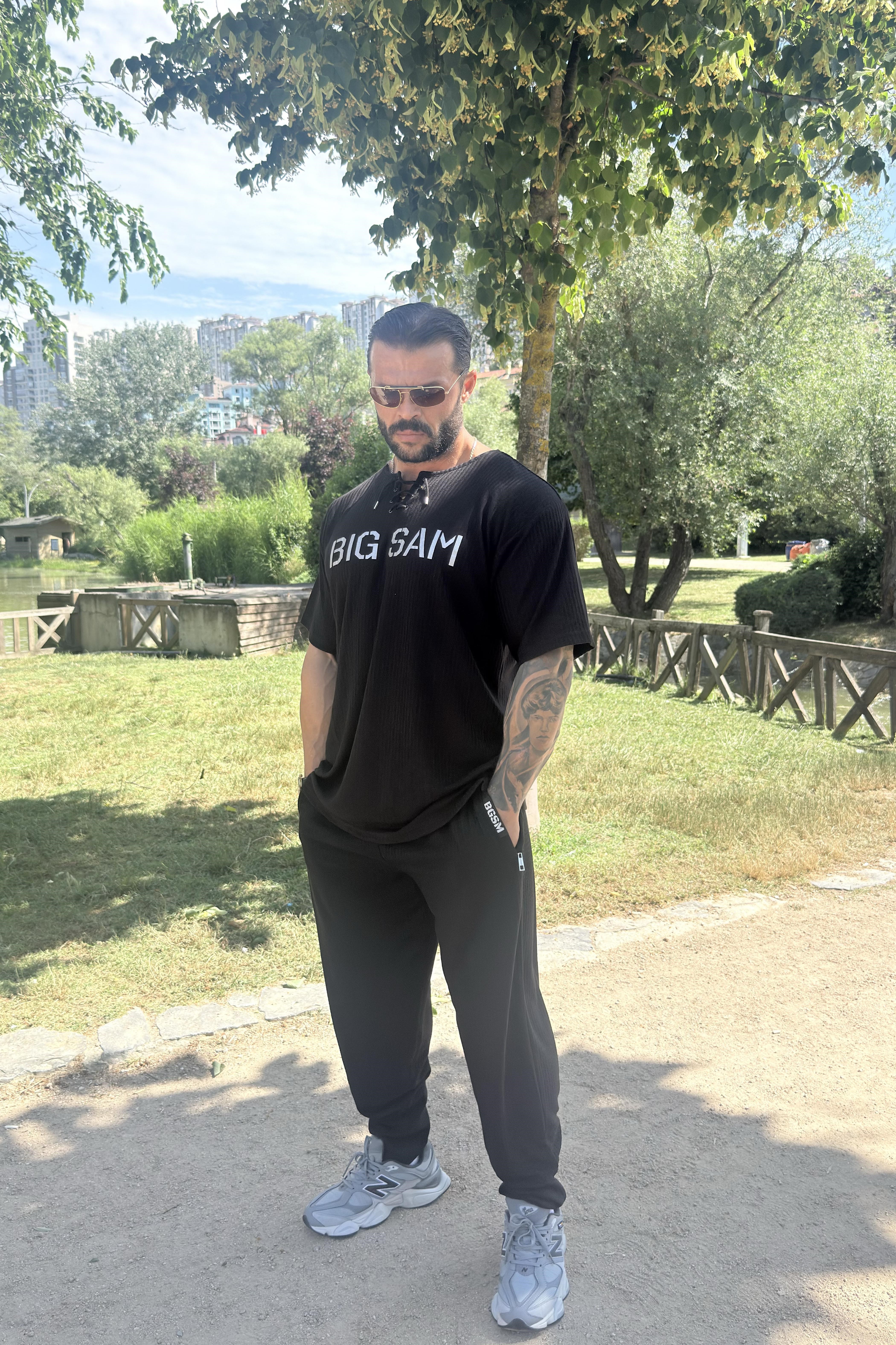 Mens Baggy Loose Fit Sweatpants with Zippered Pockets 
