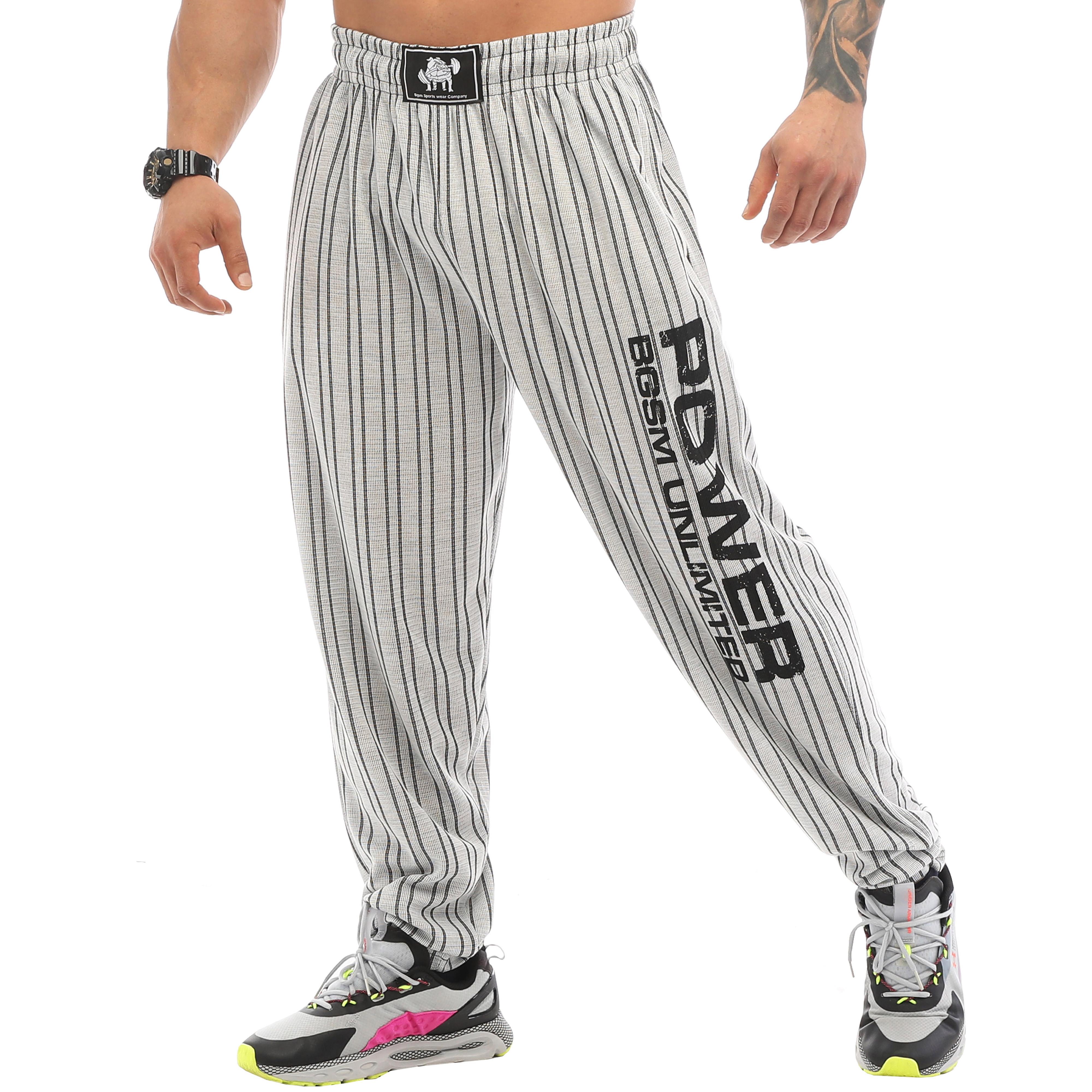 Mens Loose Fit Striped Sweatpants with Pockets