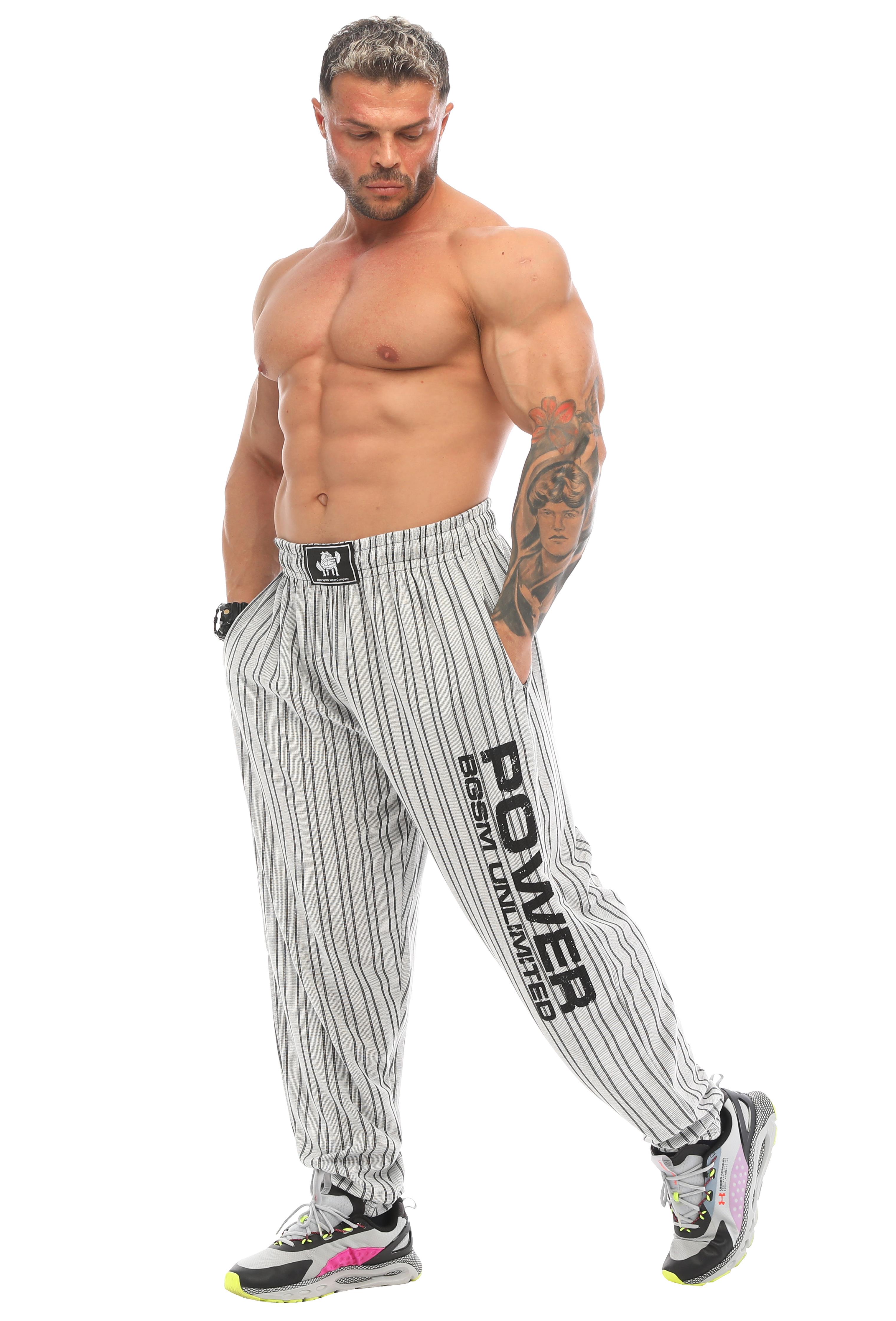 Mens Loose Fit Striped Sweatpants with Pockets