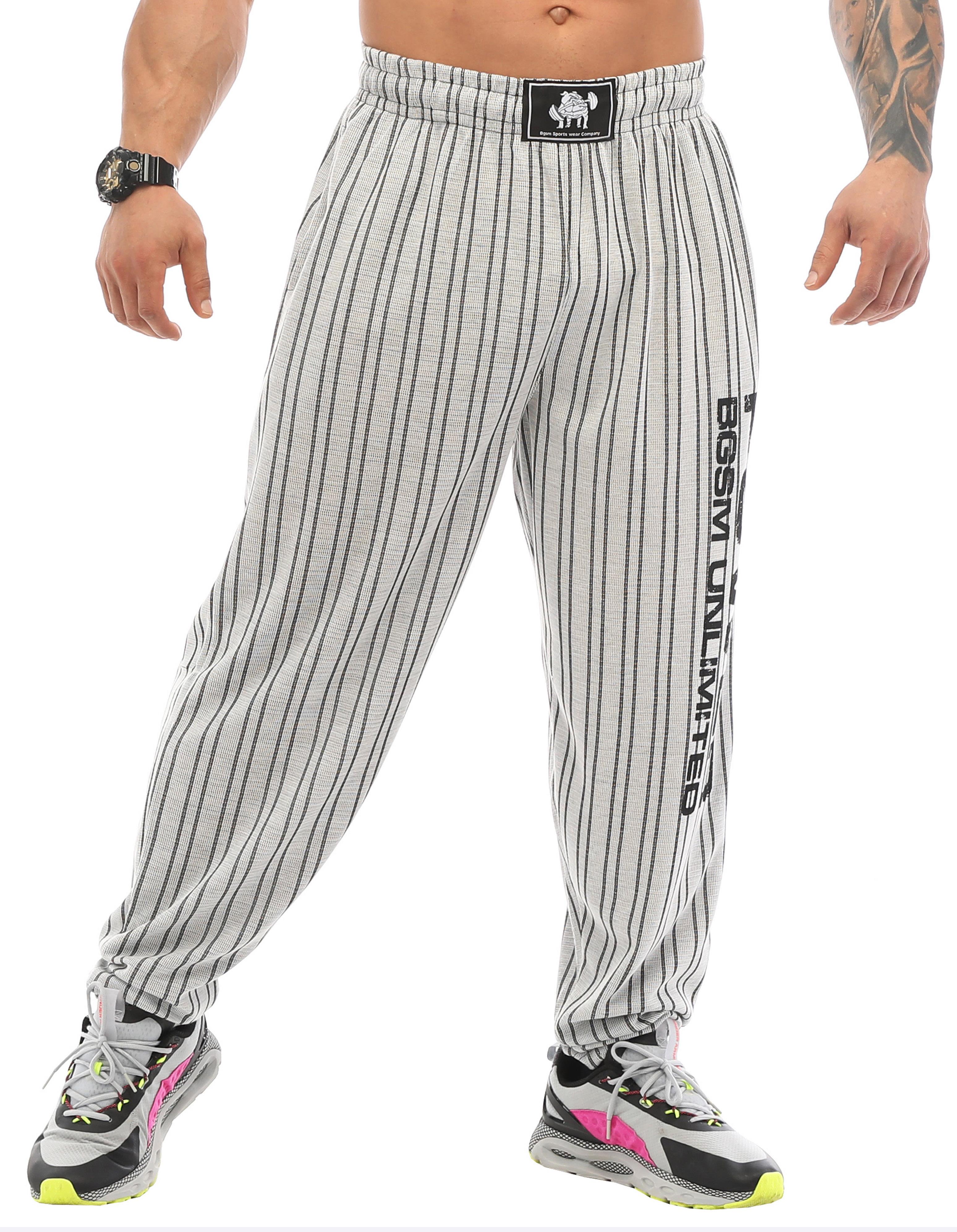 Mens Loose Fit Striped Sweatpants with Pockets