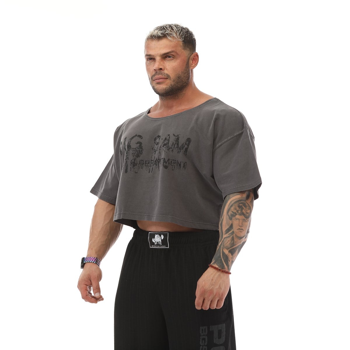 Mens Bodybuilding Wide-Short Muscle Rag Top