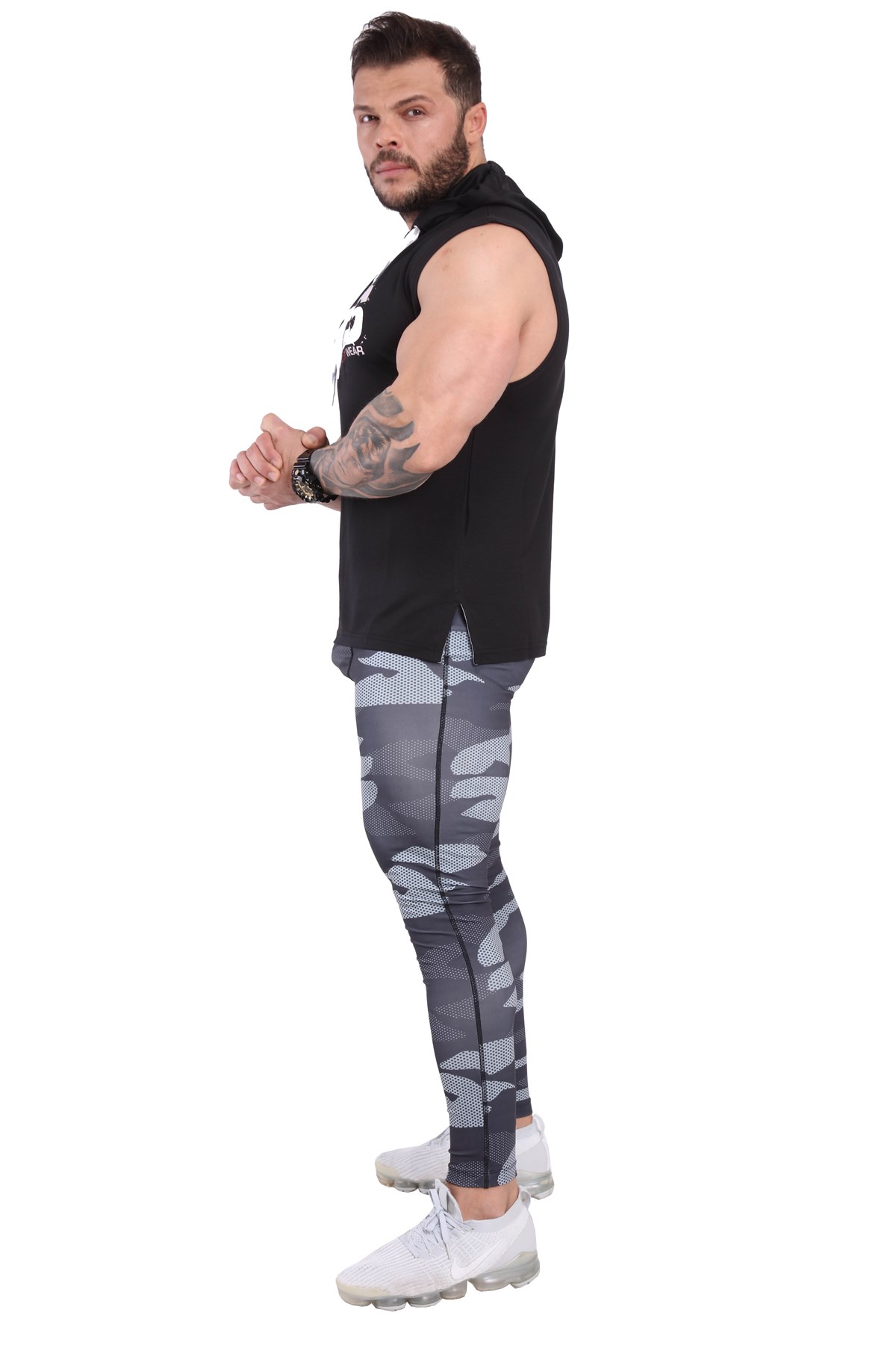 Mens Hooded Sleeveless Gym T-shirt