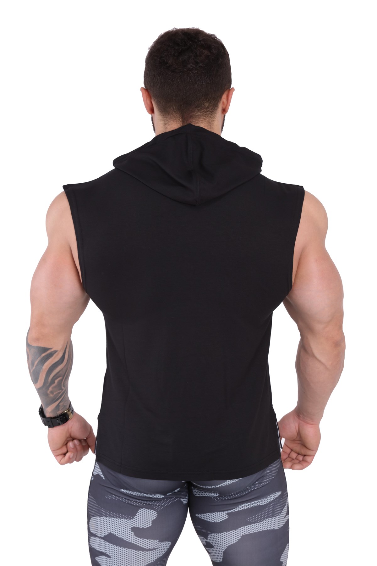 Mens Hooded Sleeveless Gym T-shirt