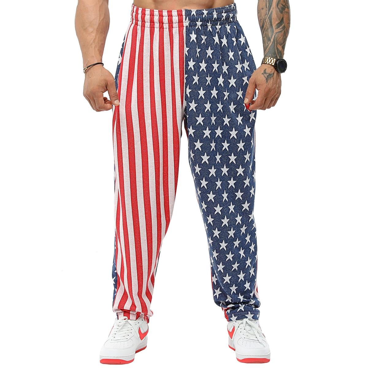 Mens Loose Fit American Flag Sweatpants