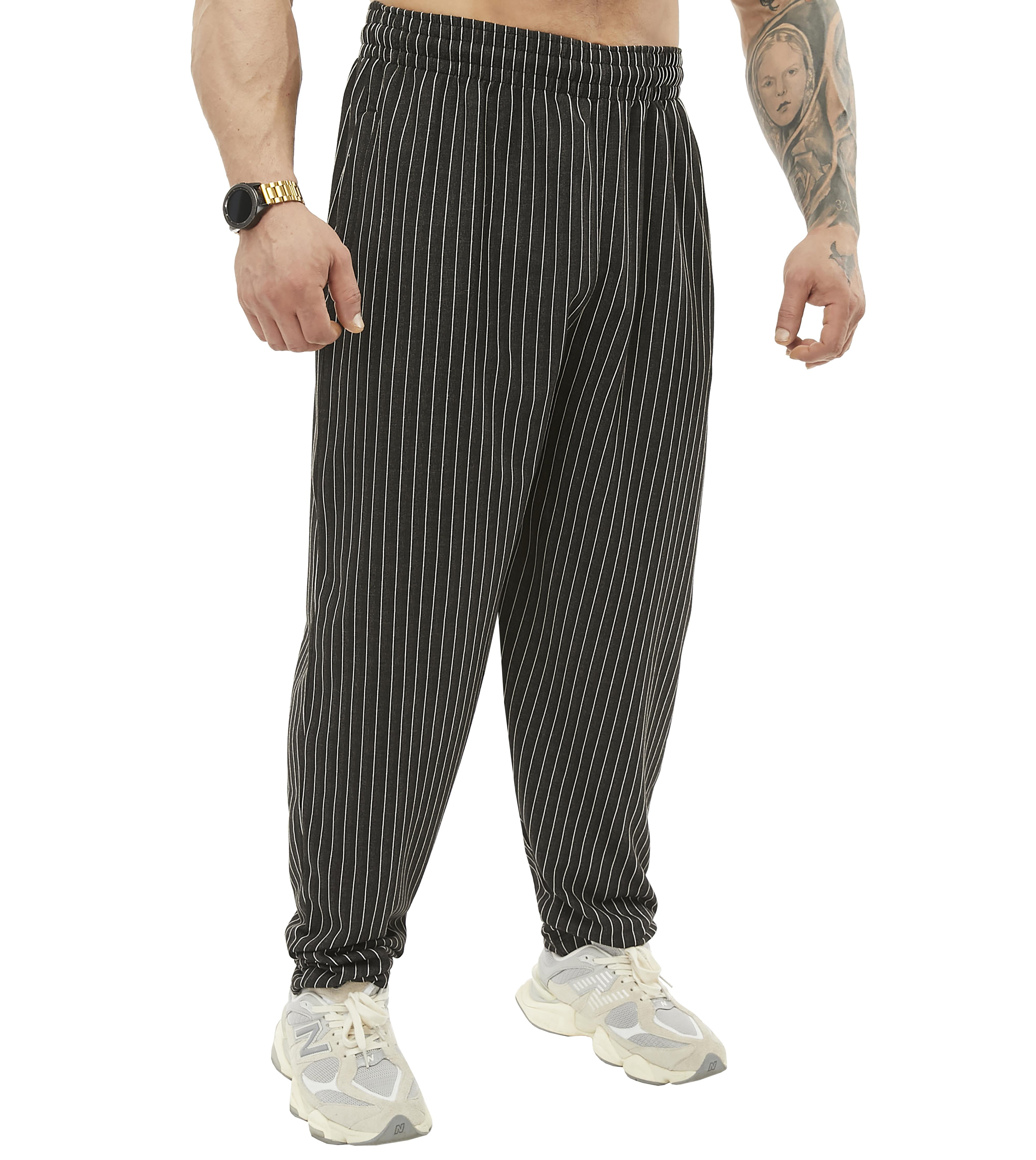 Mens Loose Fit Gym Sweatpants with Zippered Pockets