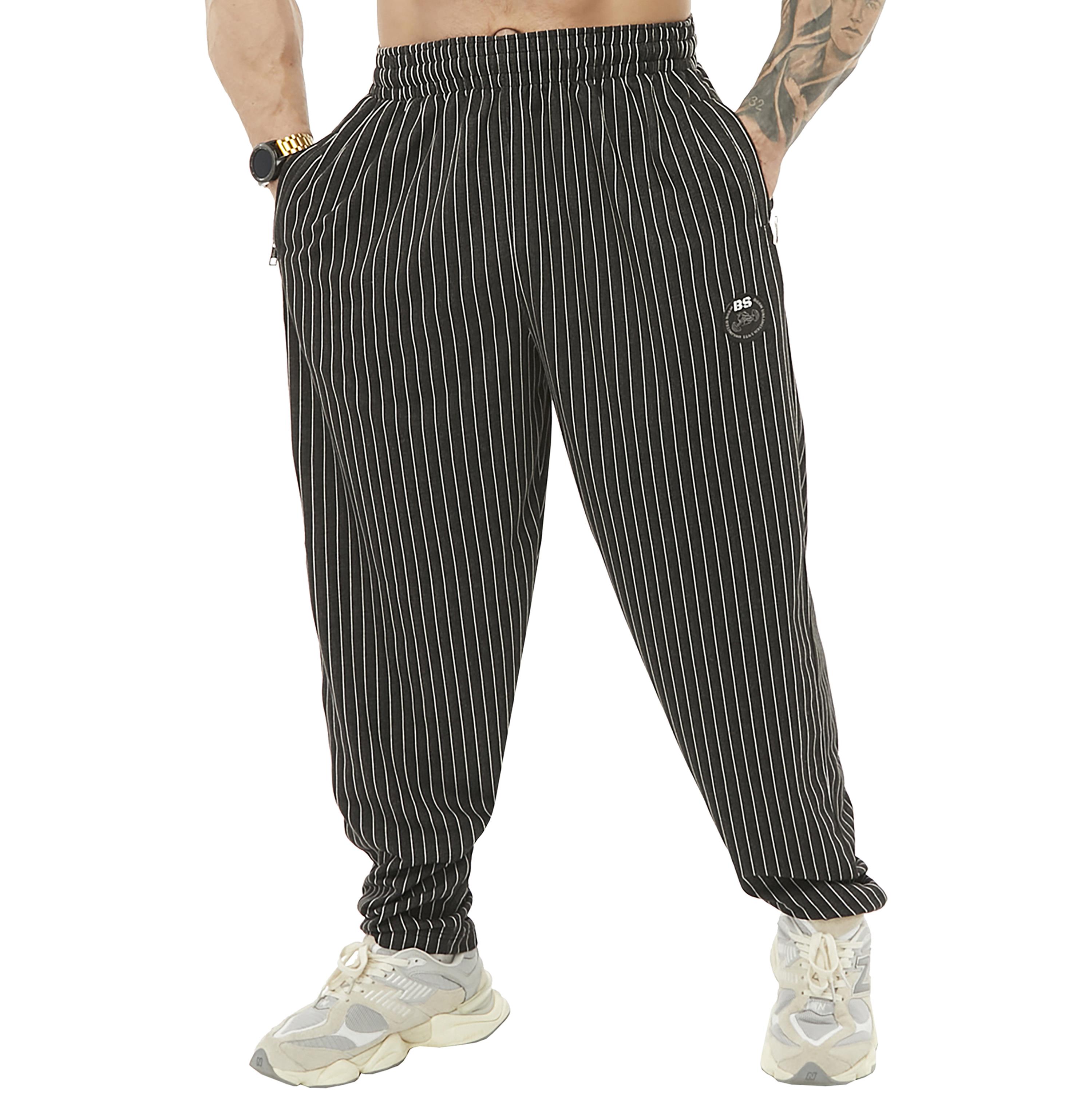 Mens Loose Fit Gym Sweatpants with Zippered Pockets