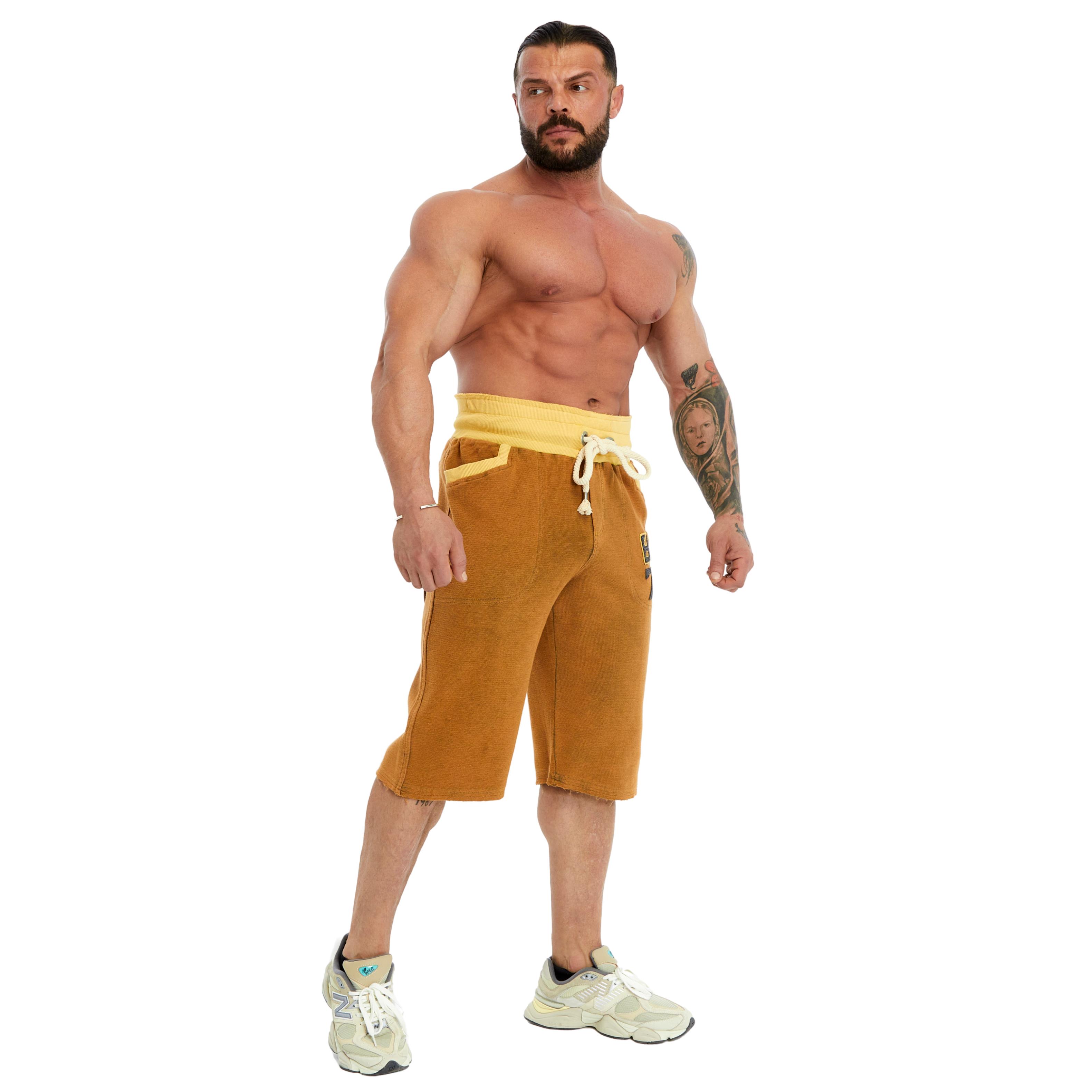 Mens Mustard Capri Shorts