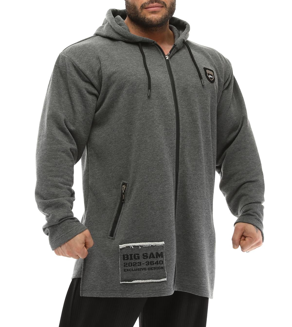 Mens Oversize Hooded Long Zipper Jacket