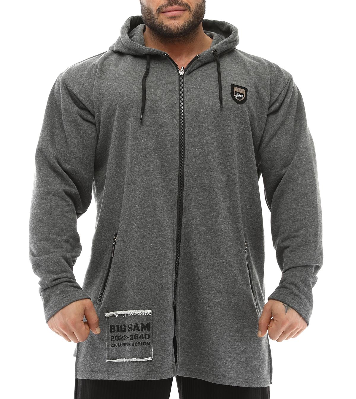 Mens Oversize Hooded Long Zipper Jacket
