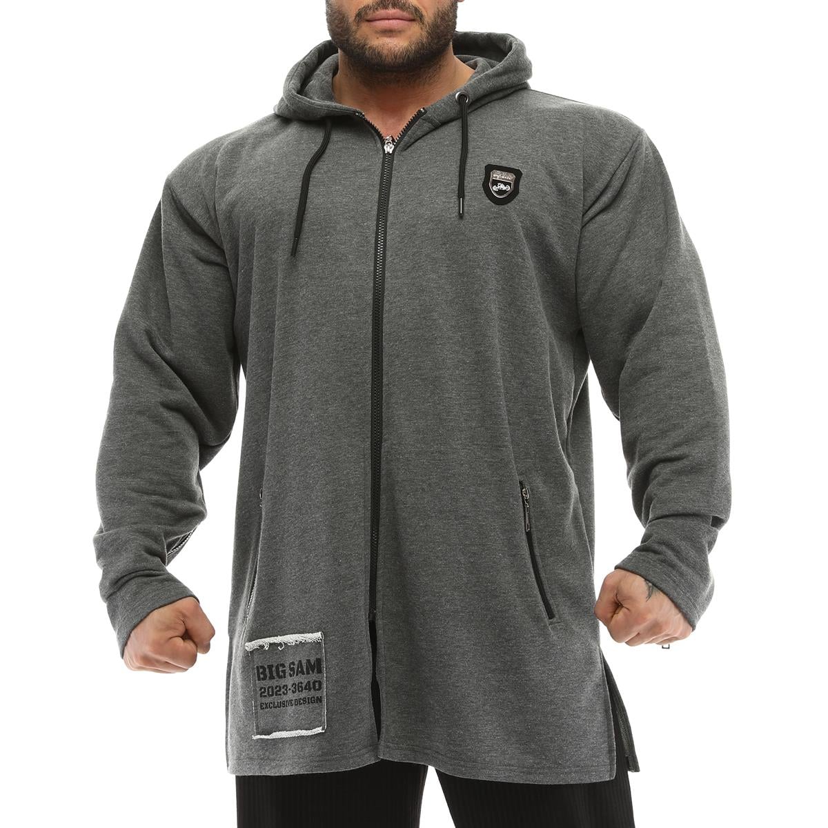 Mens Oversize Hooded Long Zipper Jacket
