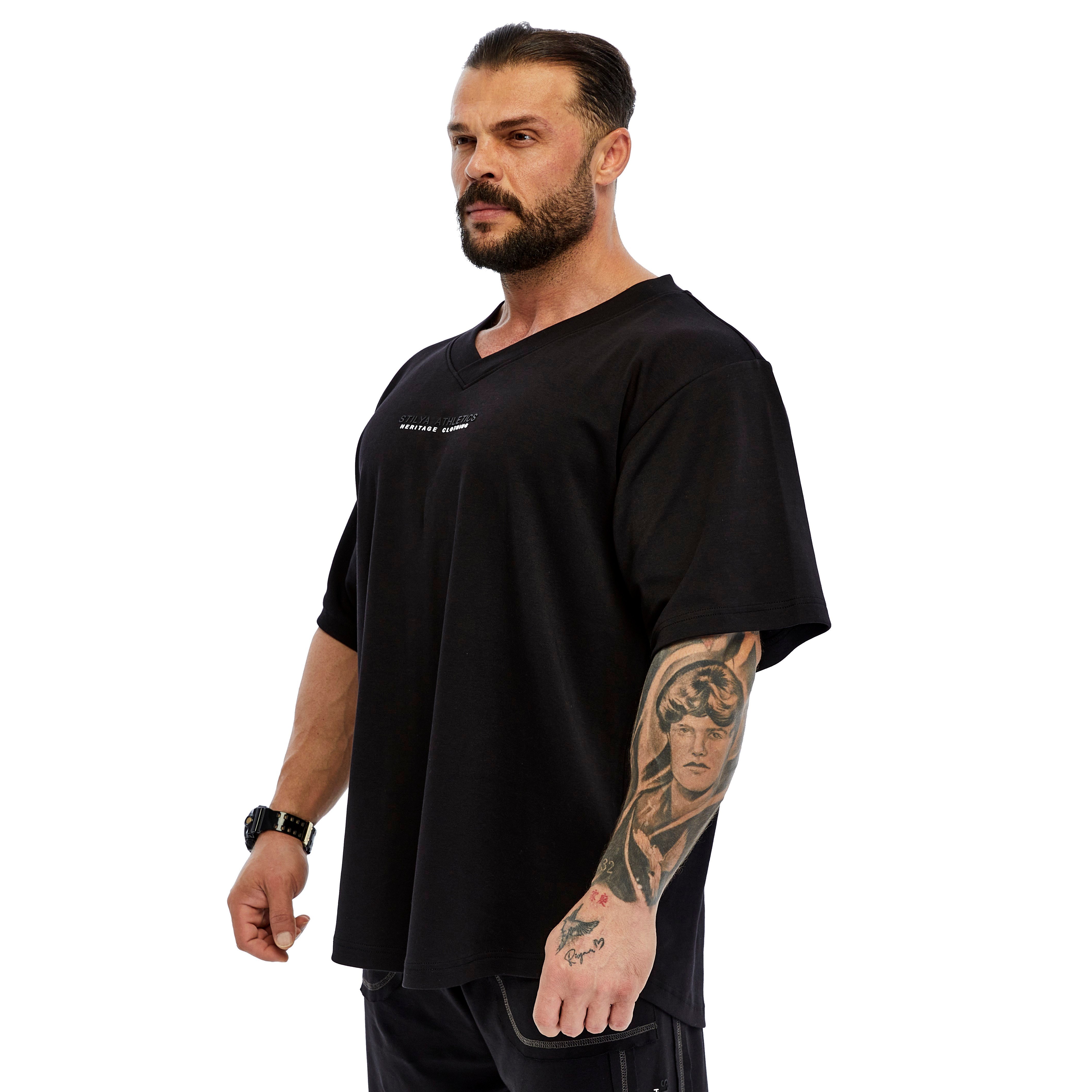 Mens Oversize Open V-neck T-shirt