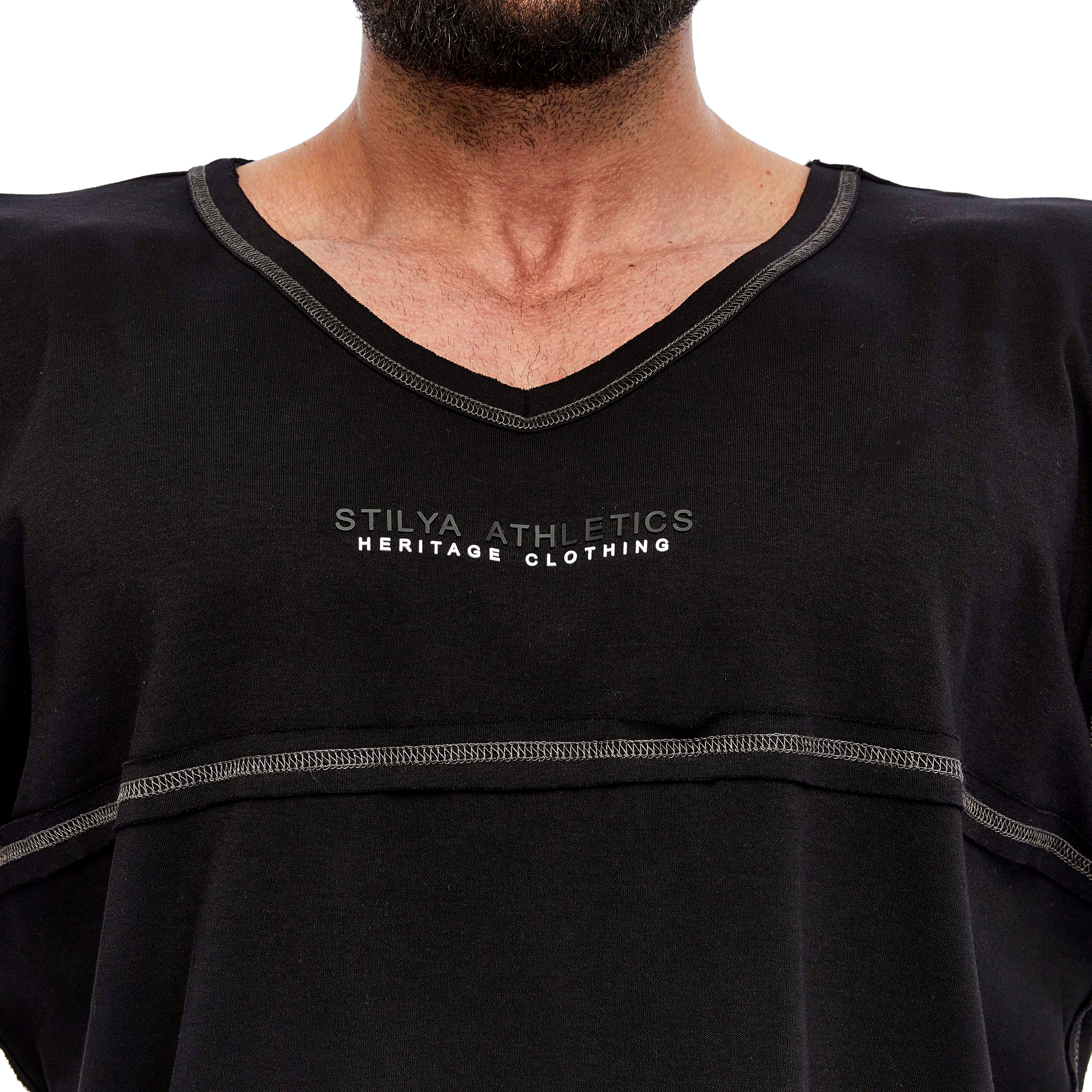 Mens Oversize Open V-neck T-shirt