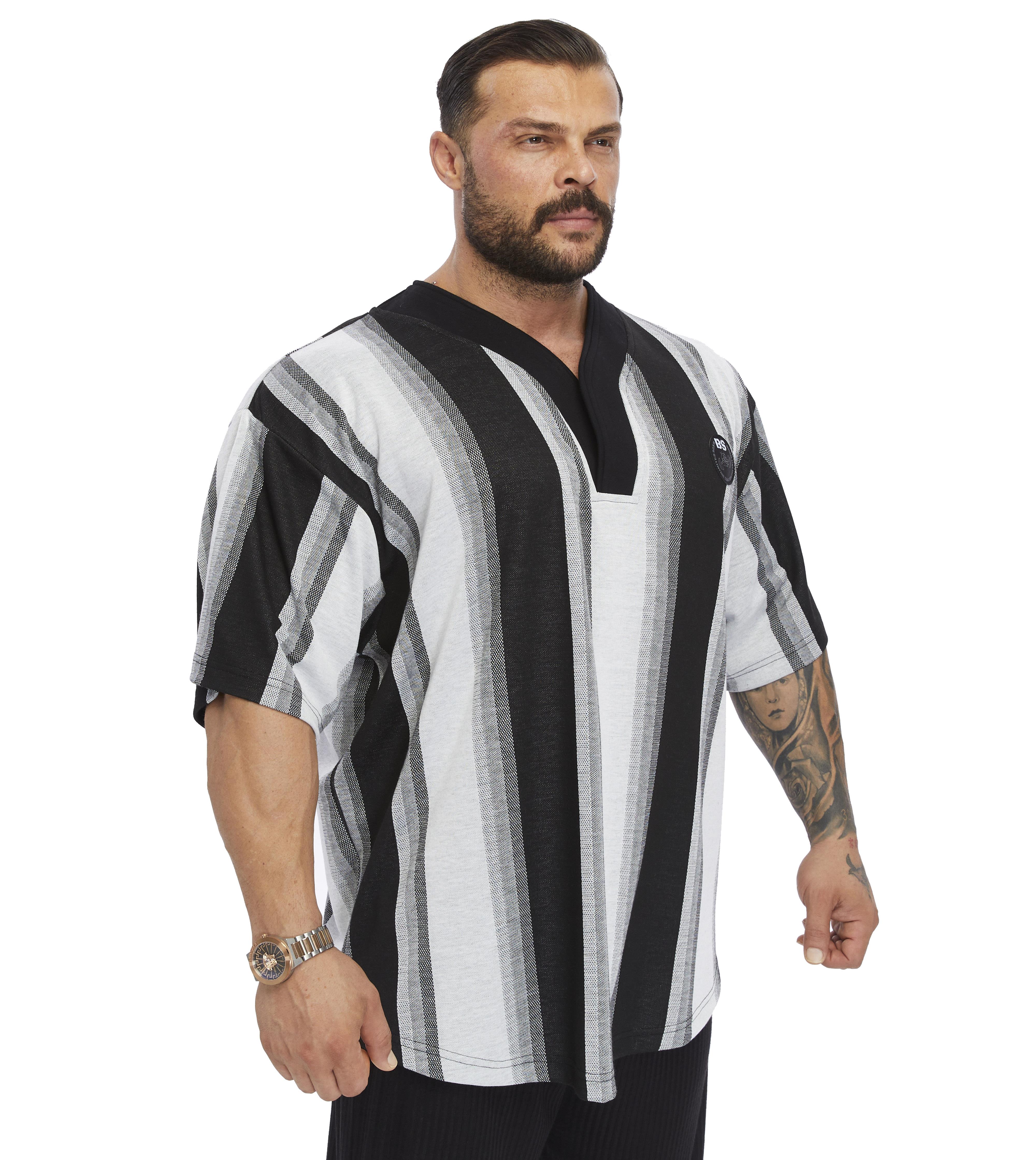 Mens Oversize Striped Rag Top Oldschool T-shirt