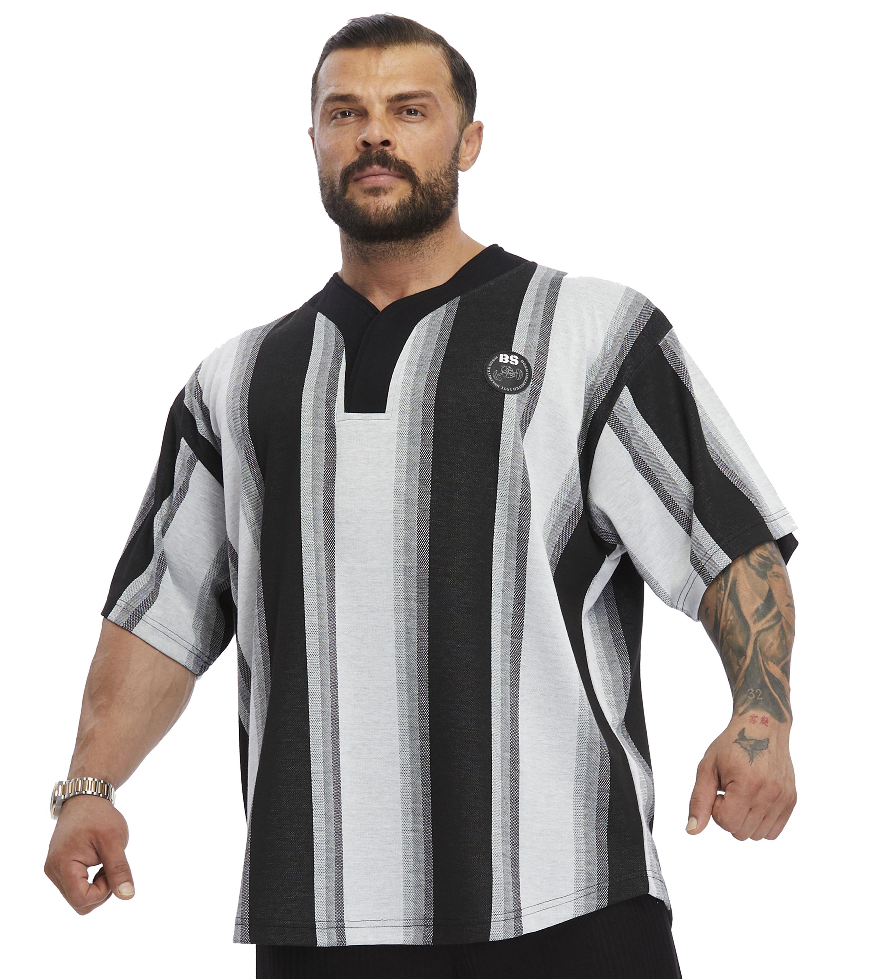 Mens Oversize Striped Rag Top Oldschool T-shirt