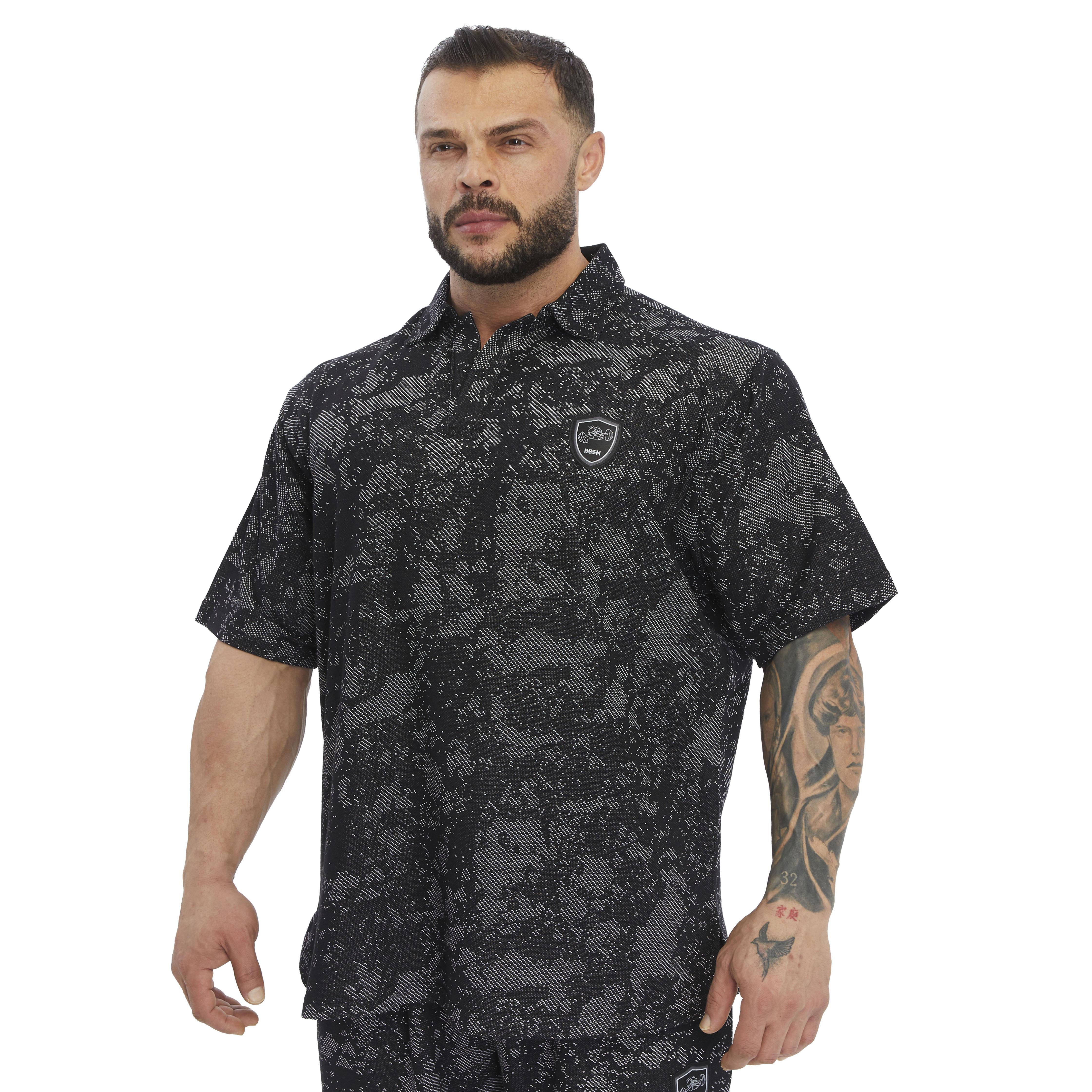 Mens Oversize Technic Camo Polo T-shirt