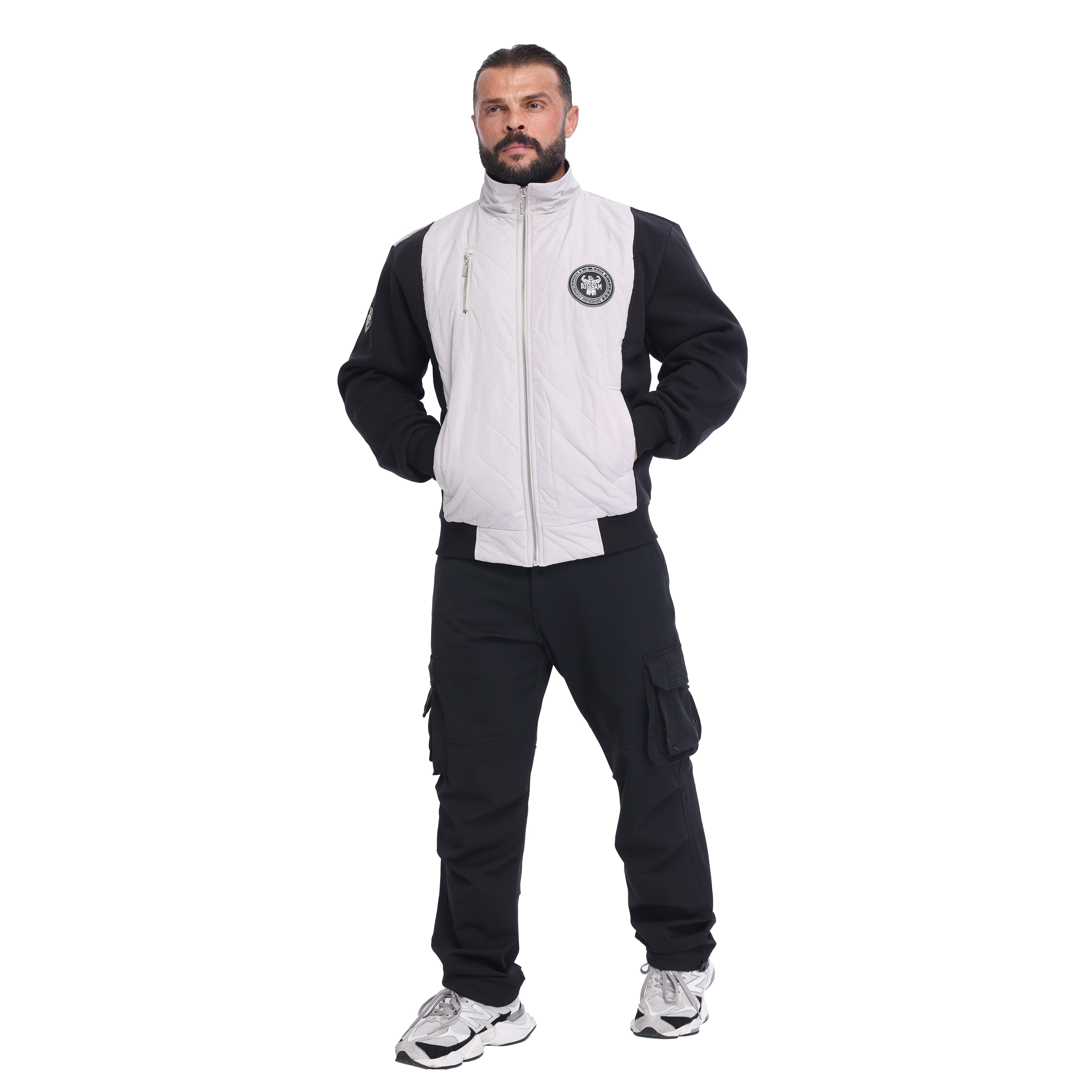 Mens Relaxed-Fit Quilted Full-Zip Athletic Jacket Big Sam 3594