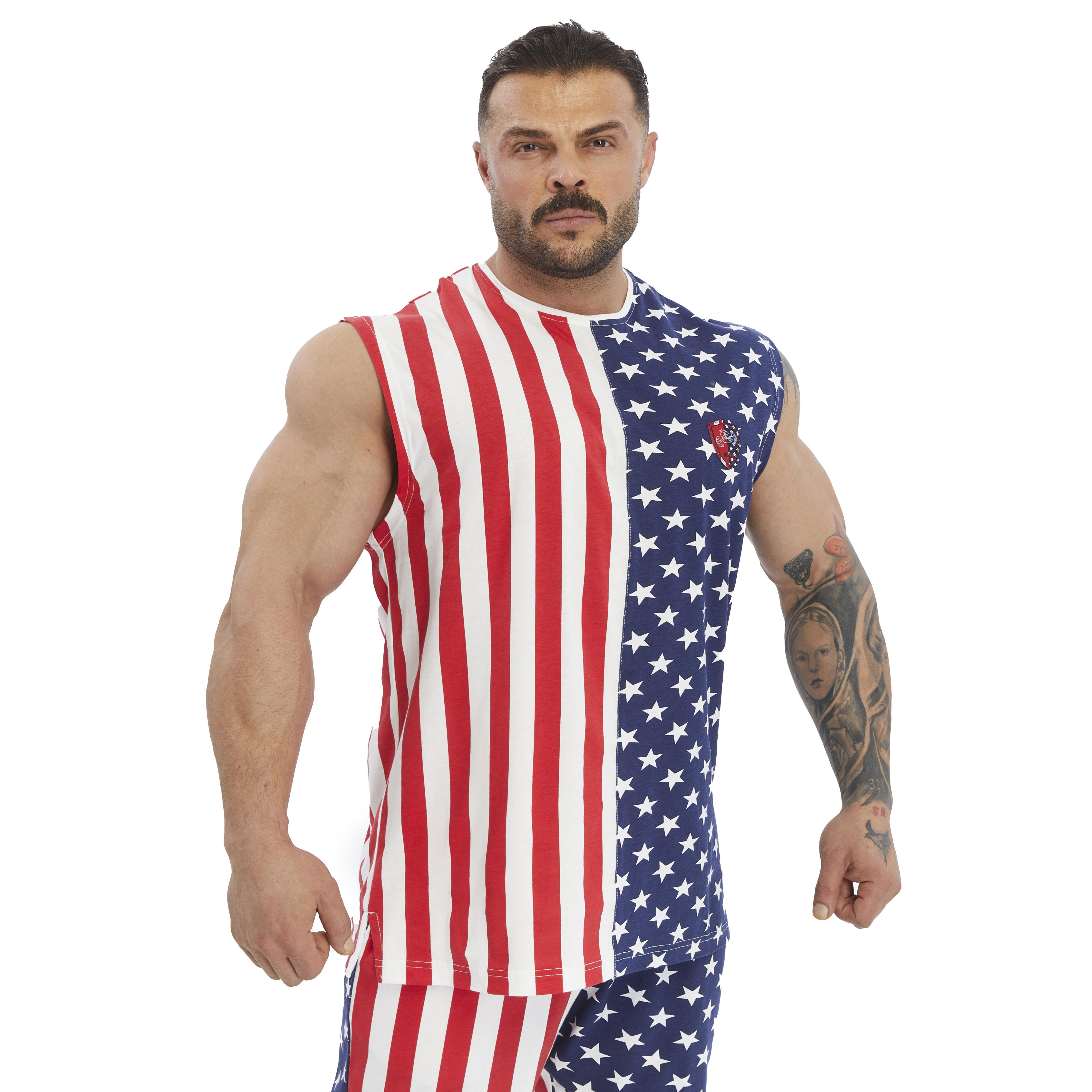 Mens Sleeveless T-shirt Cotton Gym Tank Top
