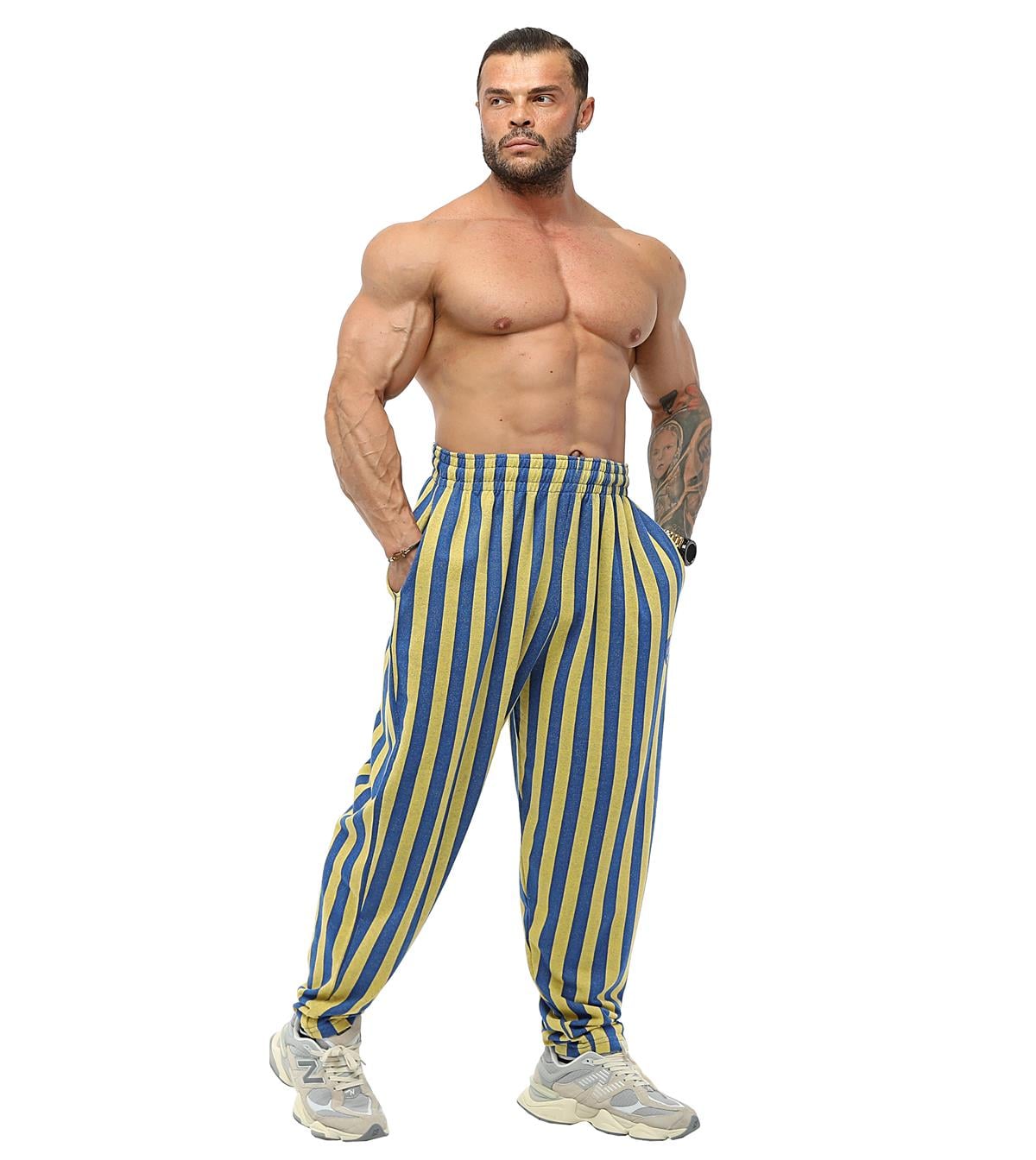 Mens Striped Loose Fit Ukrainian Flag Sweatpants
