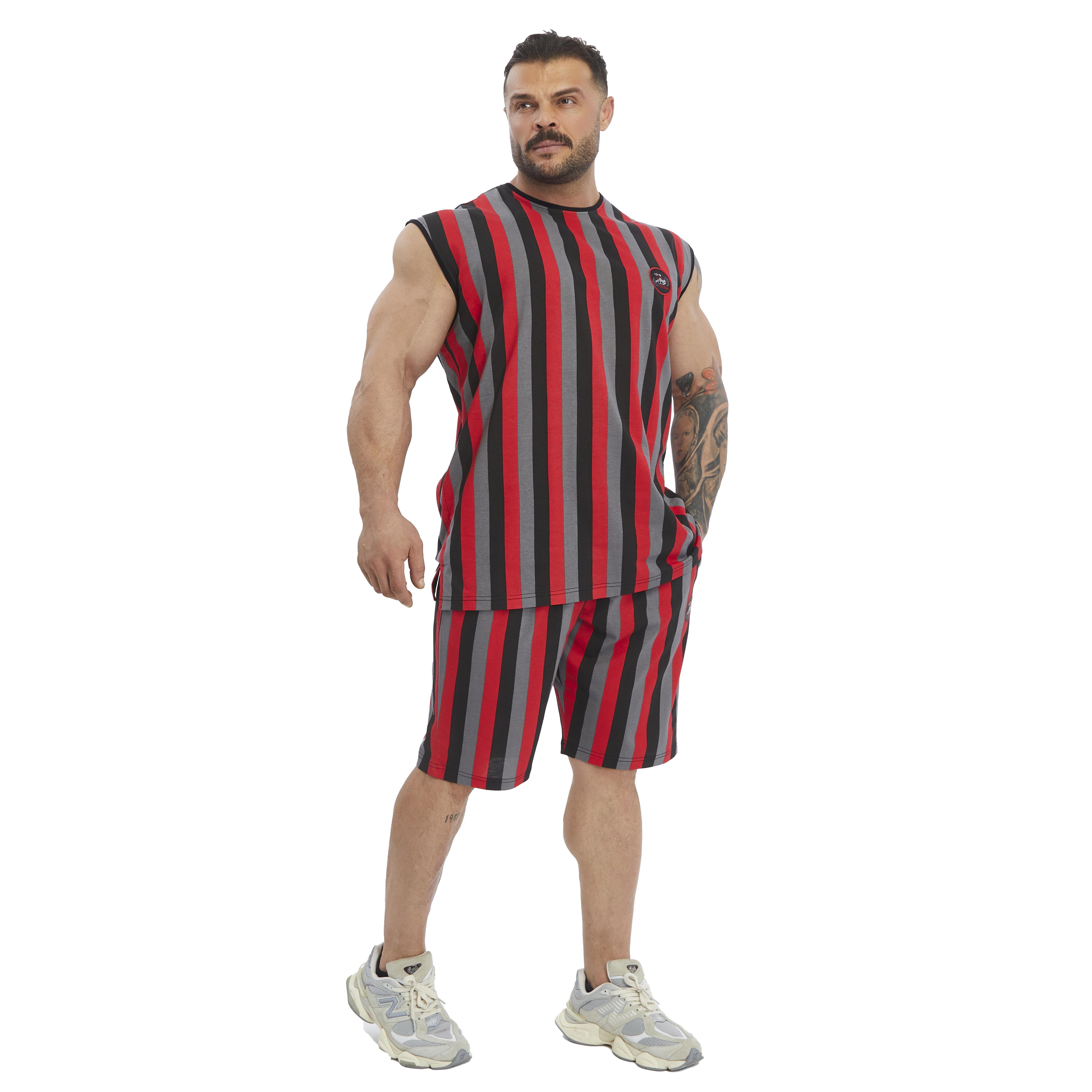 Mens Striped Sleeveless Cotton T-shirt