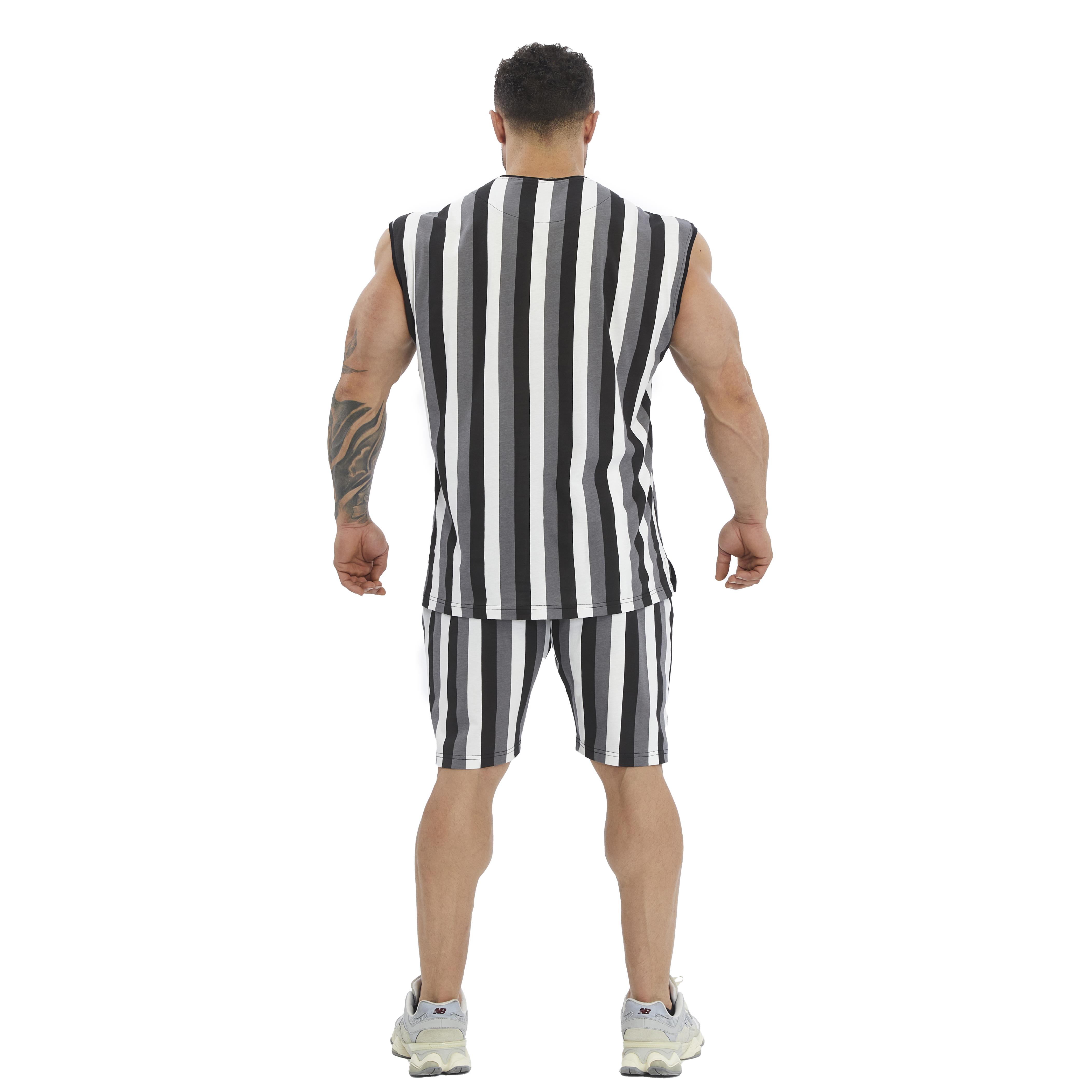 Mens Striped Sleeveless Cotton T-shirt