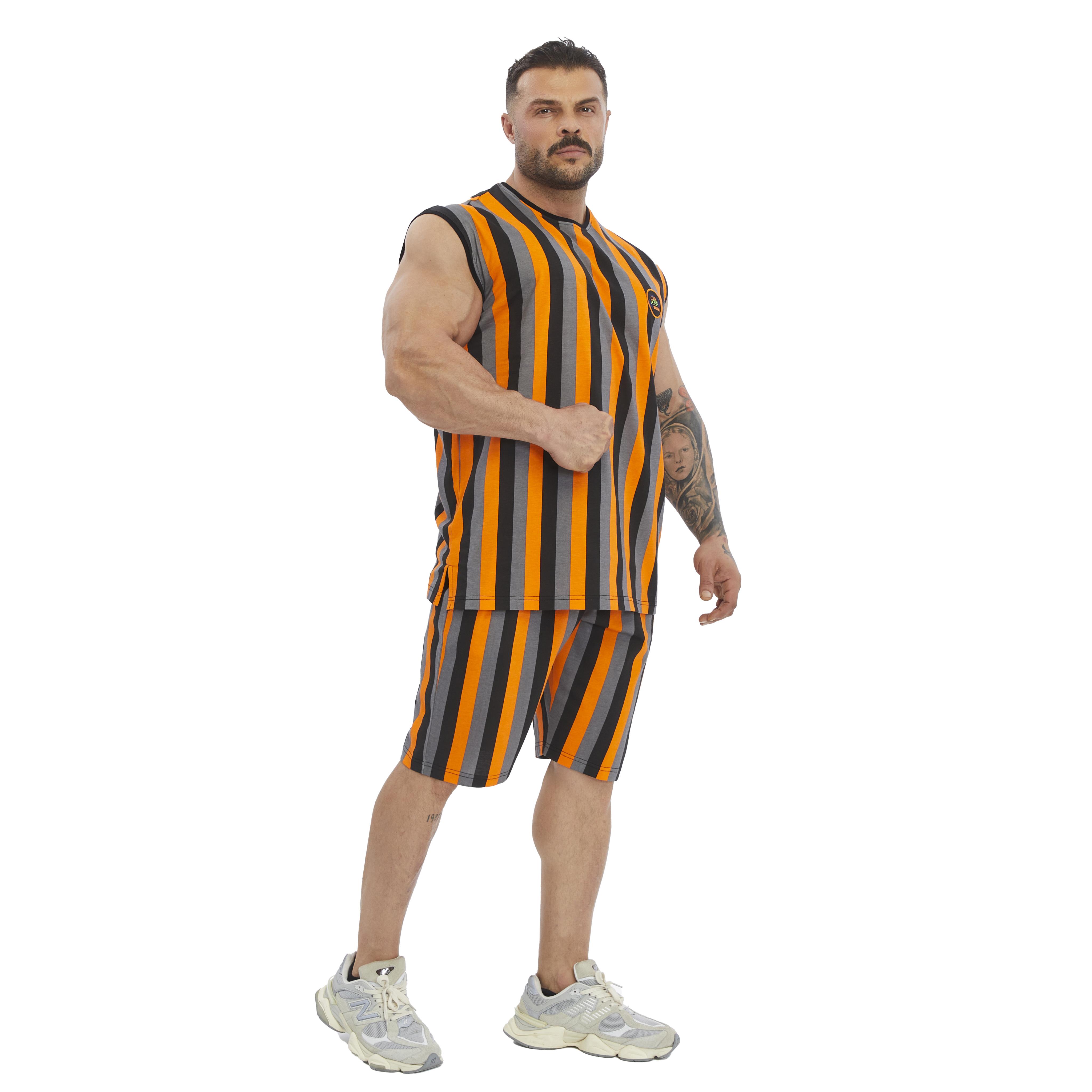 Mens Striped Sleeveless Cotton T-shirt