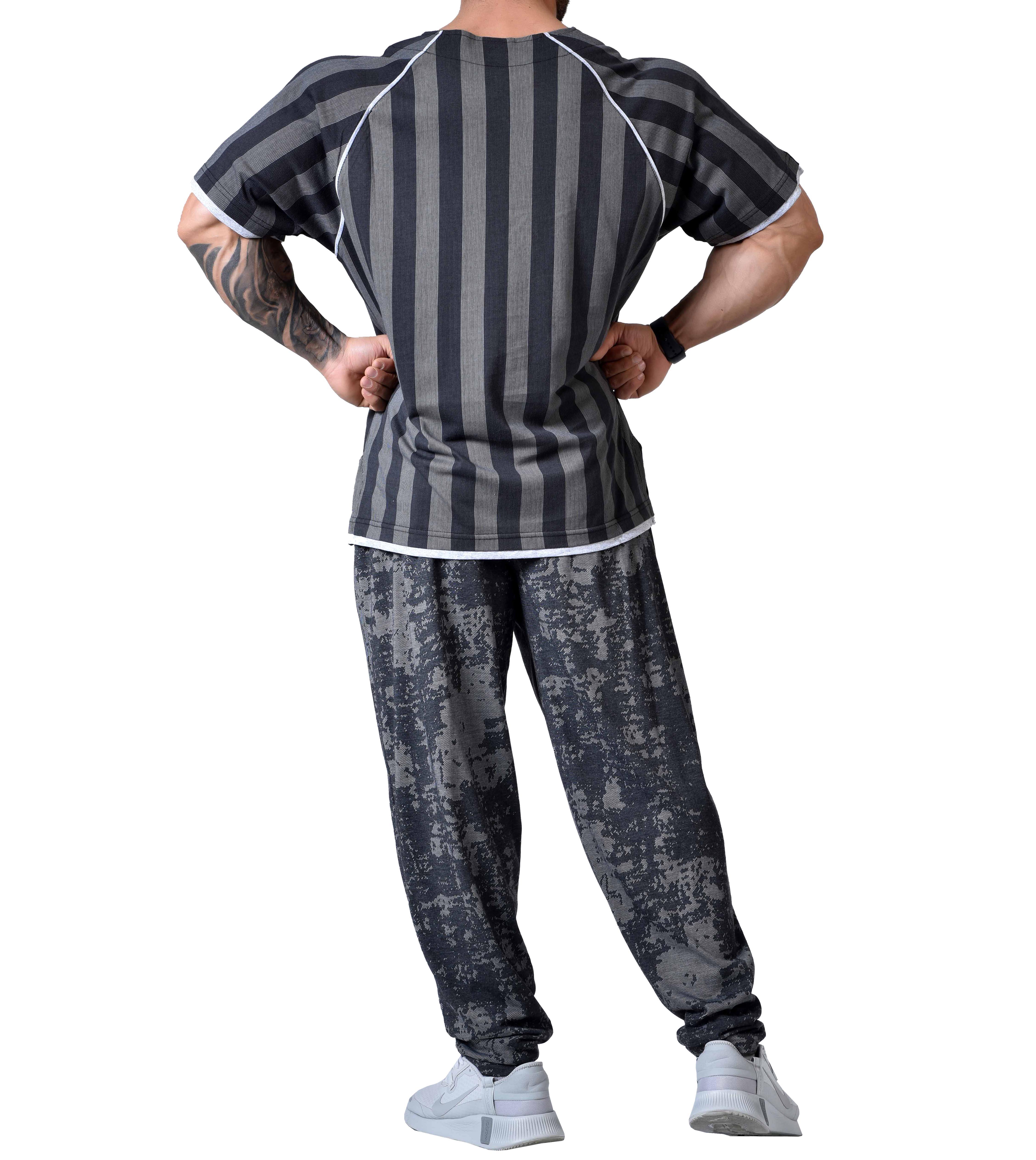 Mens Stripped Gym T-shirt Big Sam