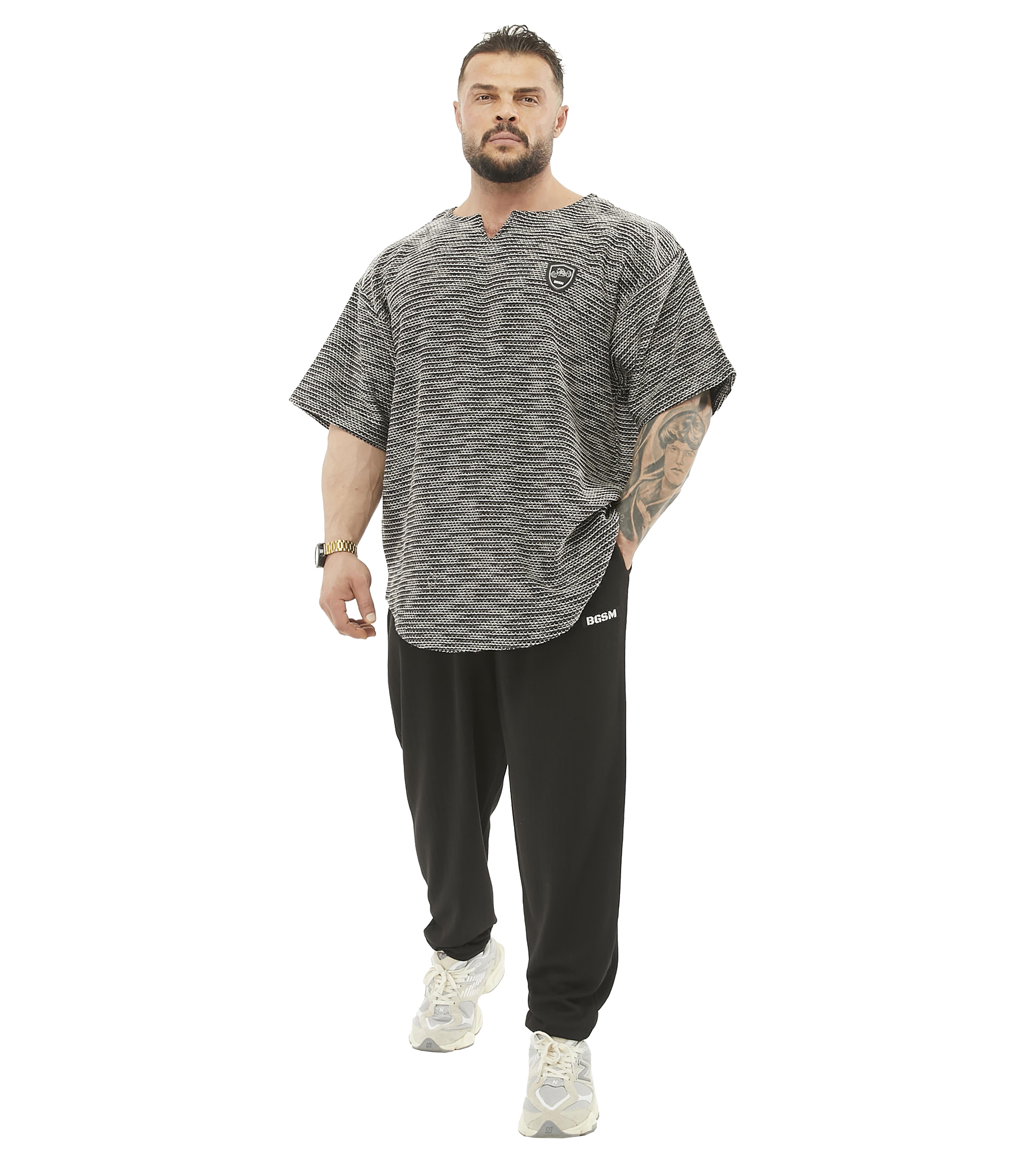 Mens Textured Knitted Oversize Rag Top T-shirt