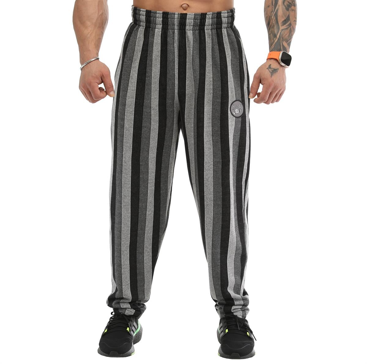 Mens Baggy Sweatpants with Pockets, Oversize Striped Oldschool Trackpants