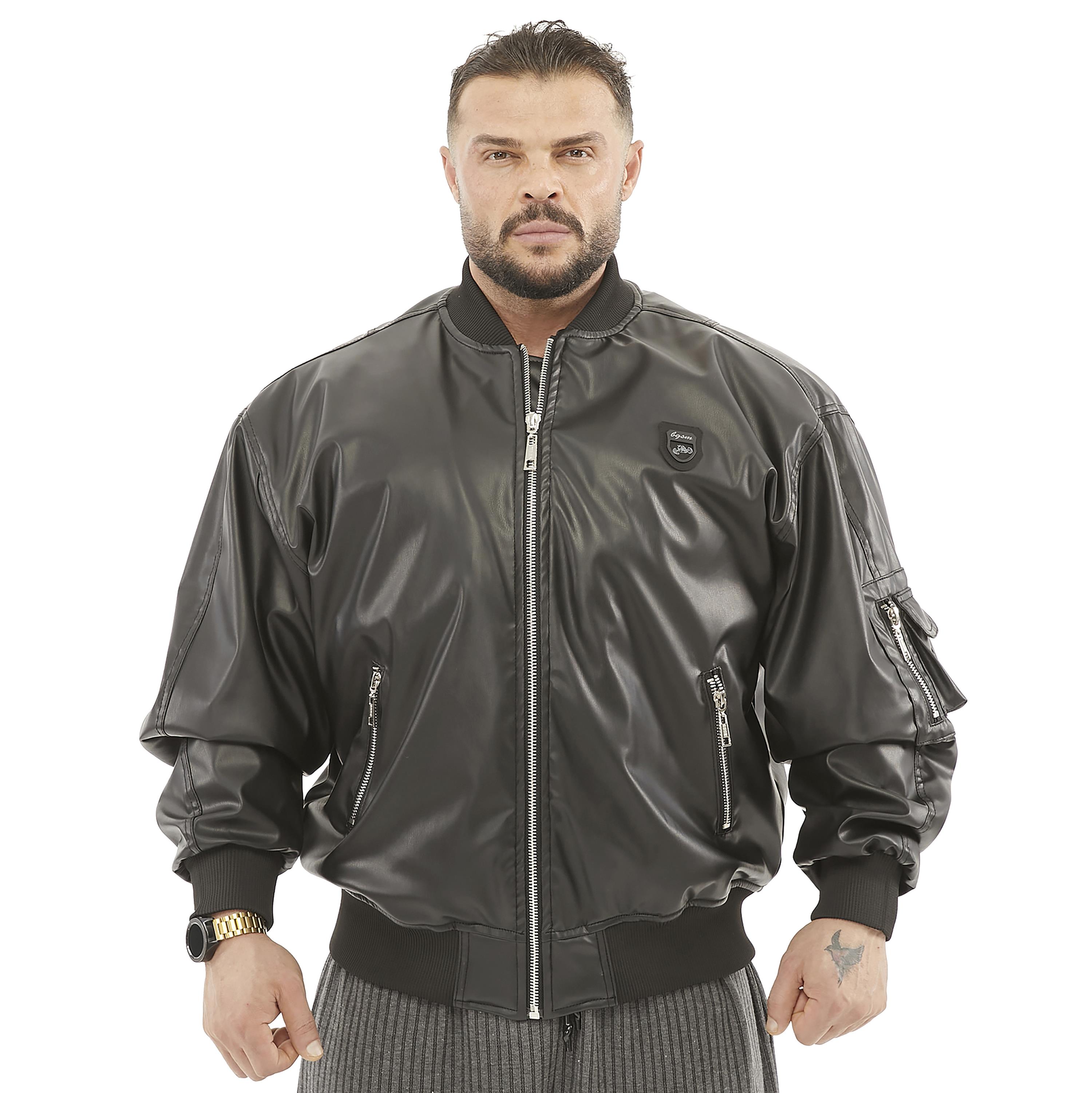 Oversize Leather Bomber Jacket Pilot Coat