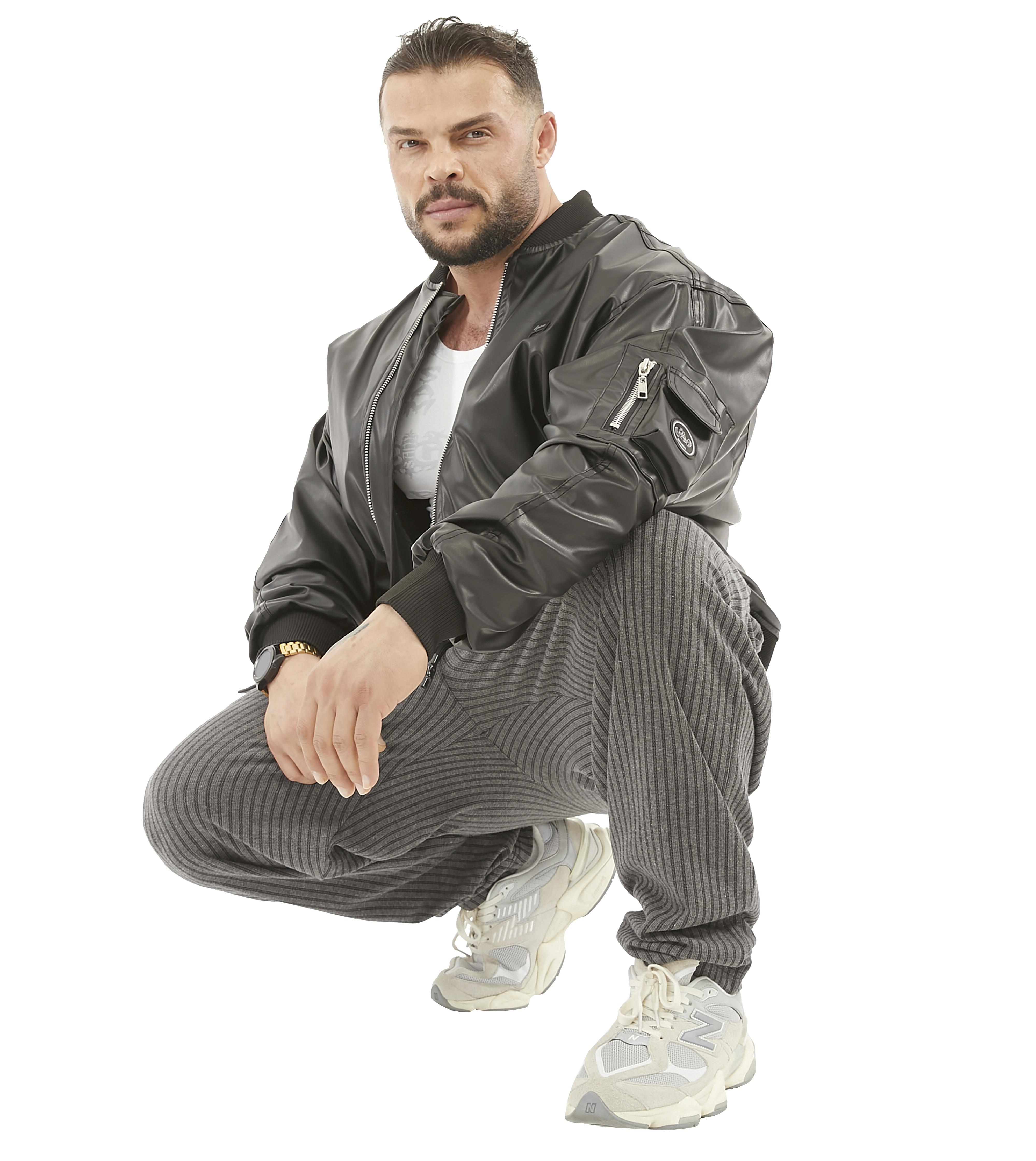 Oversize Leather Bomber Jacket Pilot Coat