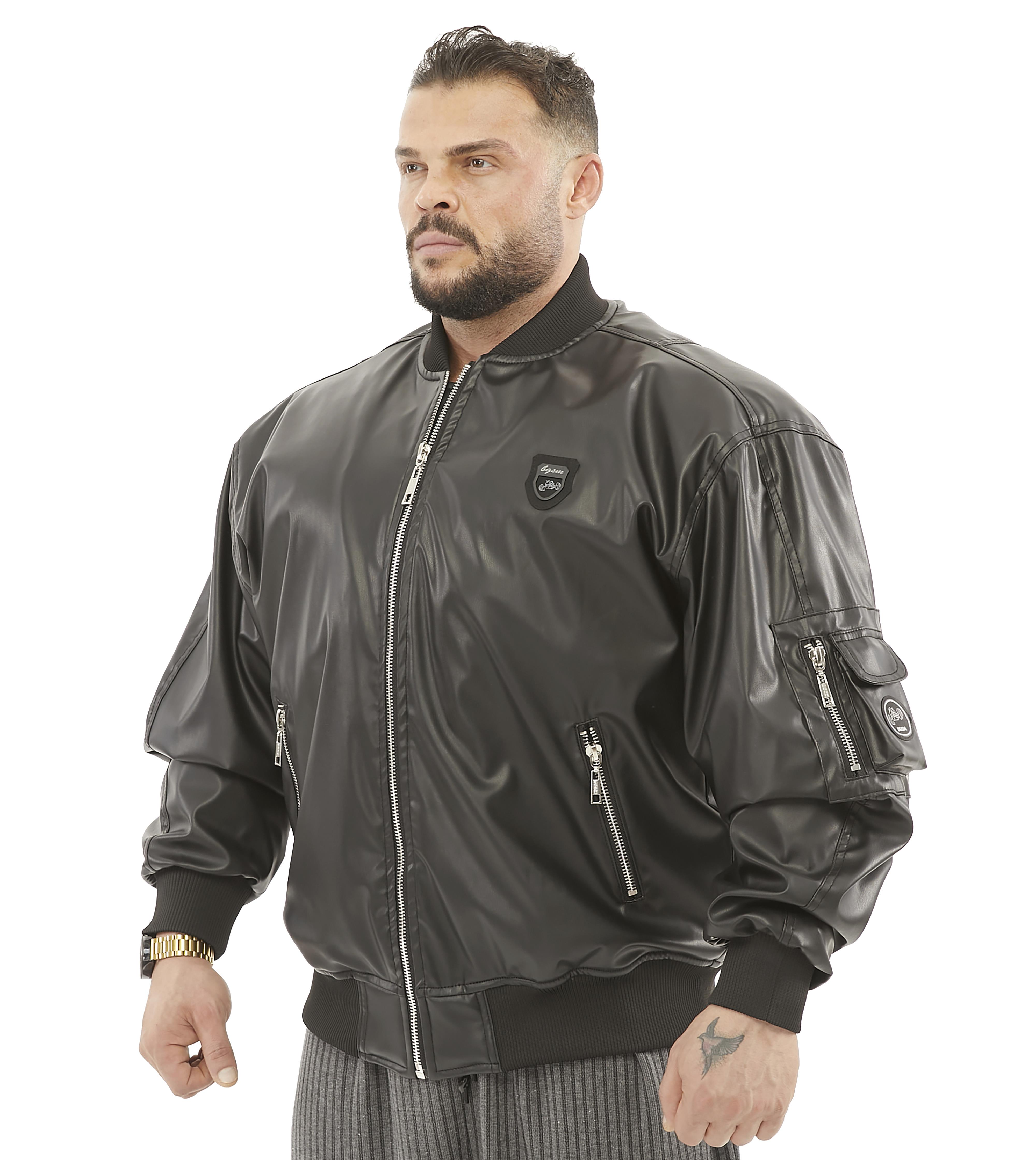 Oversize Leather Bomber Jacket Pilot Coat