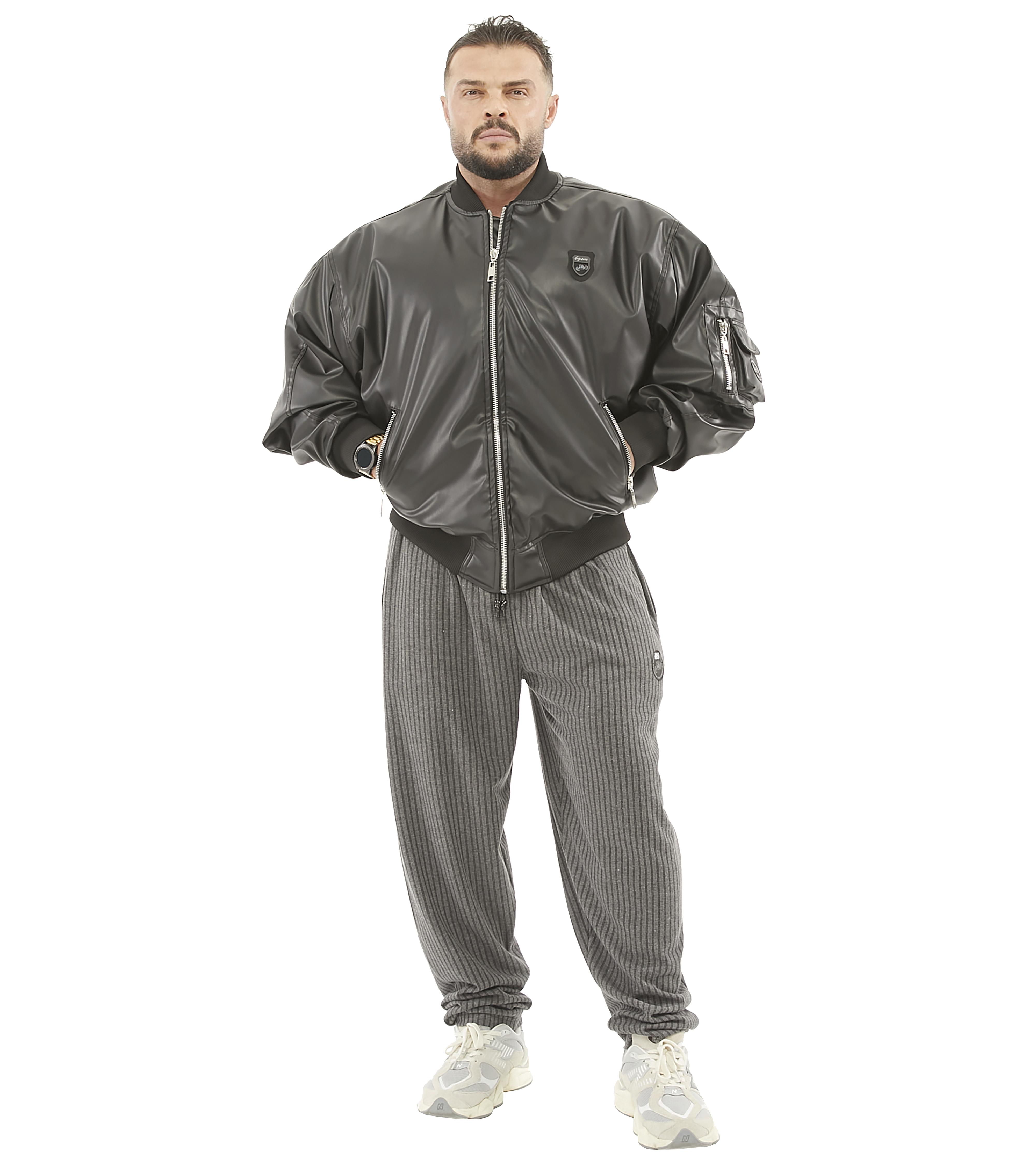 Oversize Leather Bomber Jacket Pilot Coat