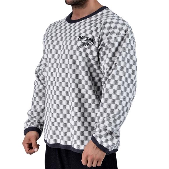  Mens Oversize Long Sleeve Checkered Sweatshirt