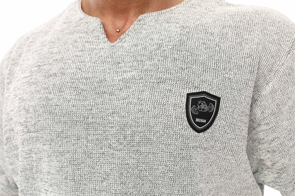 Mens Oversized Heavyweight Rag Top T-Shirt, Textured Fabric, Open V-Neck