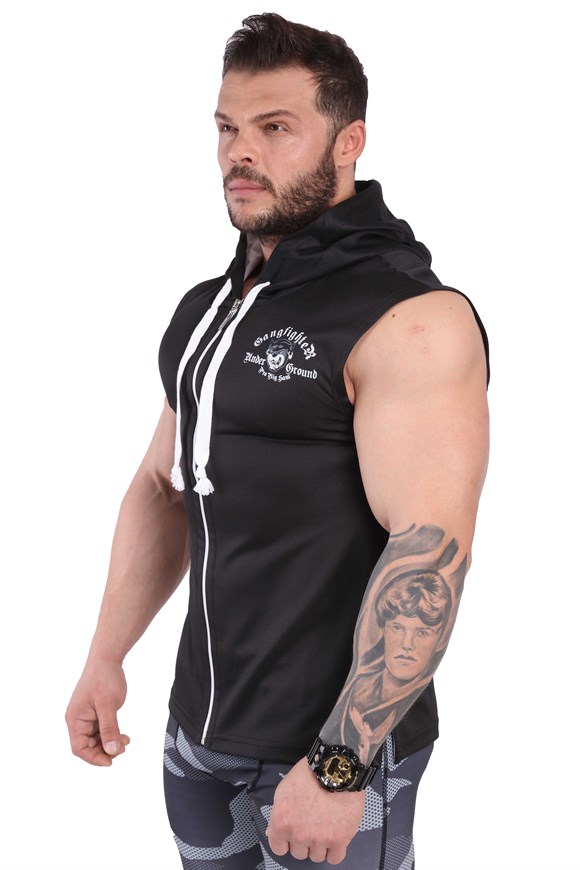 Gym Sleeveless Hooded T-shirt