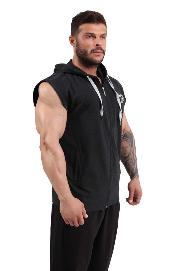 Anthracite Hooded Zipper Vest 