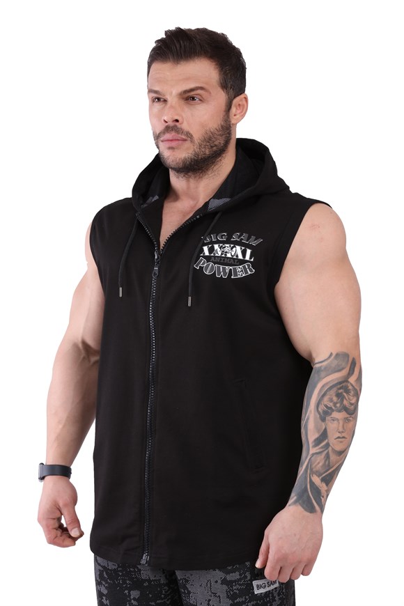 Mens Oversize Hooded Active Vest with Full Zip