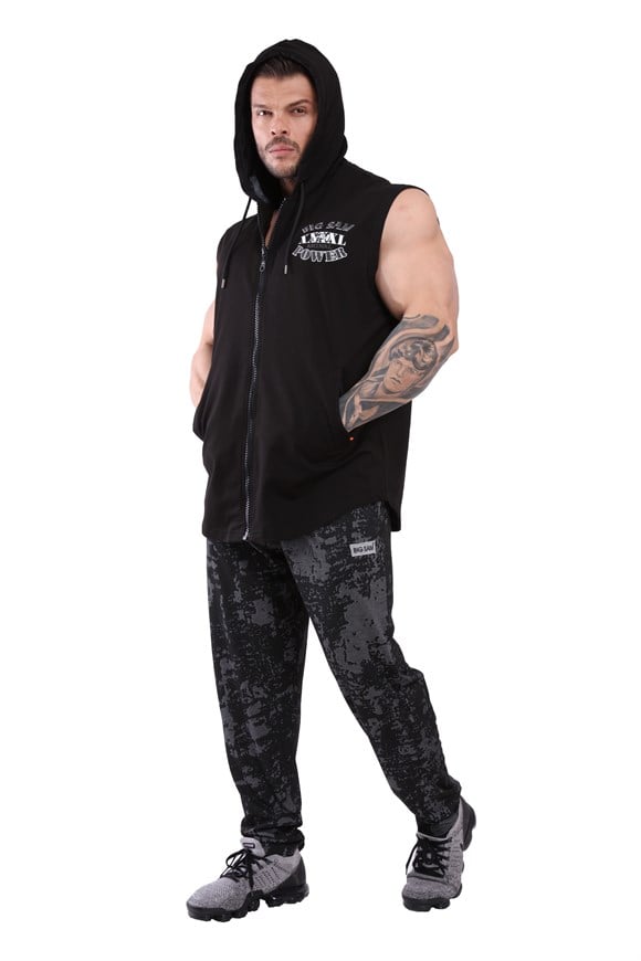 Mens Oversize Hooded Active Vest with Full Zip