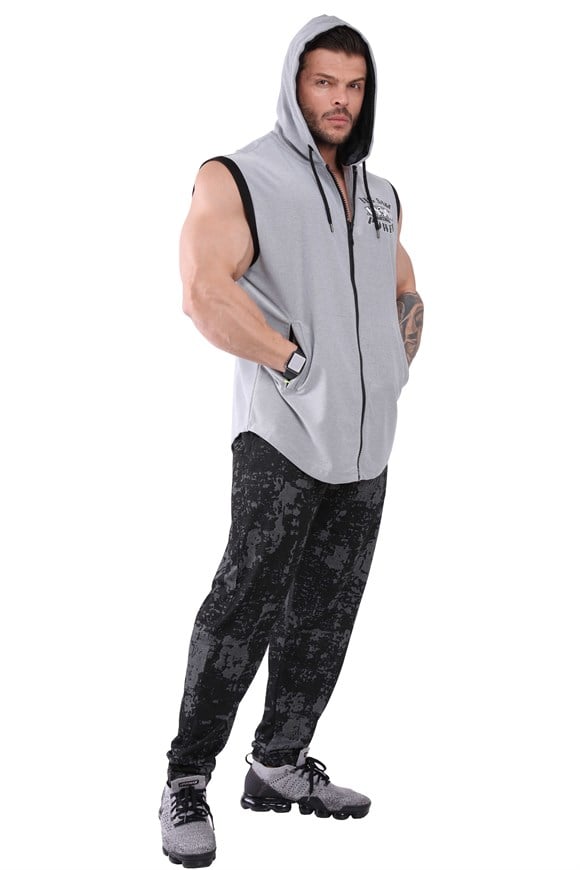 Mens Oversize Hooded Active Vest with Full Zip