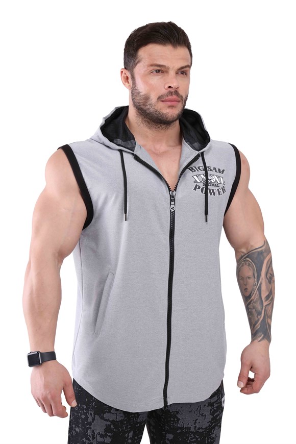 Mens Oversize Hooded Active Vest with Full Zip