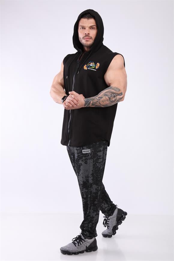 Mens Oversize Hooded Active Vest with Full Zip