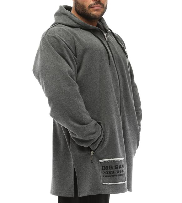 Mens Oversize Hooded Long Zipper Jacket