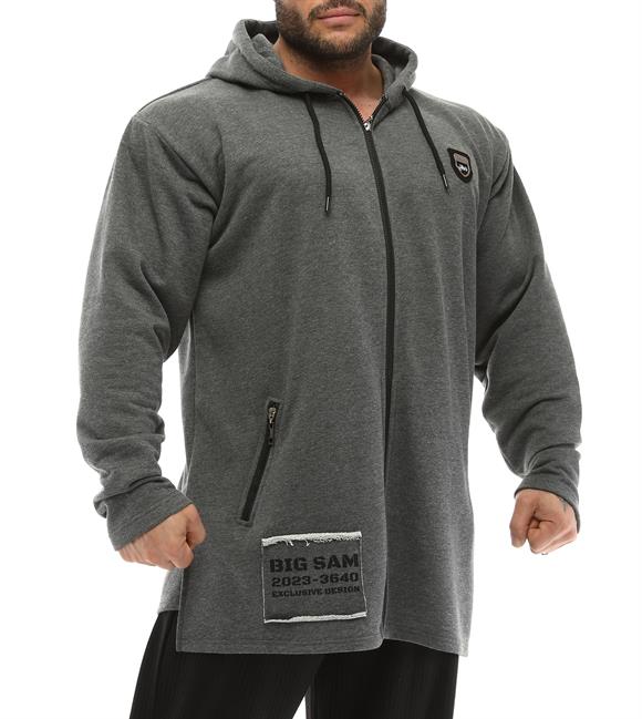 Mens Oversize Hooded Long Zipper Jacket